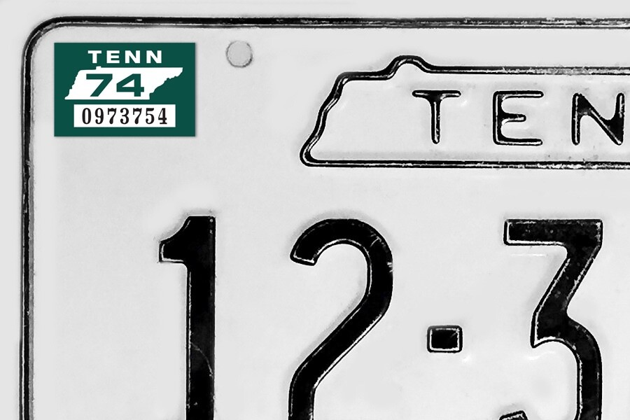 1974 Tennessee License Plate Registration Sticker, TENN