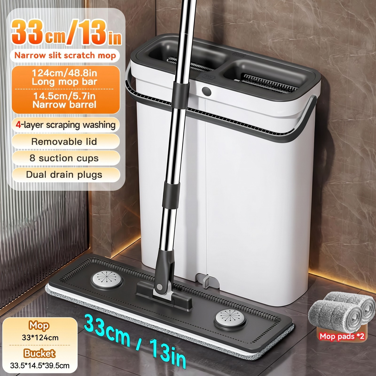 Joybos 33cm Mop bucket set with wringer,upgraded multifunctional cleaning system