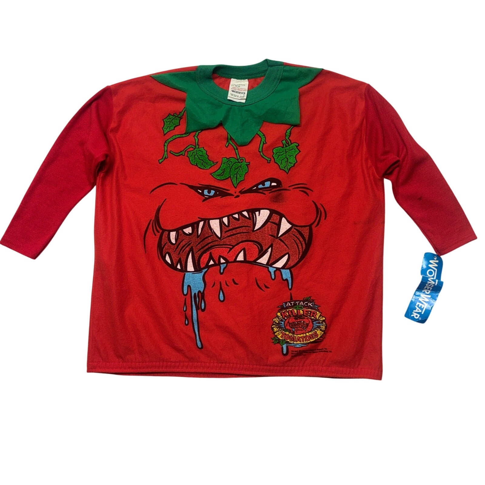 Vintage Deadstock Attack Of The Killer Tomatoes Shirt Kid 7 1991 Wormser ToysRUS
