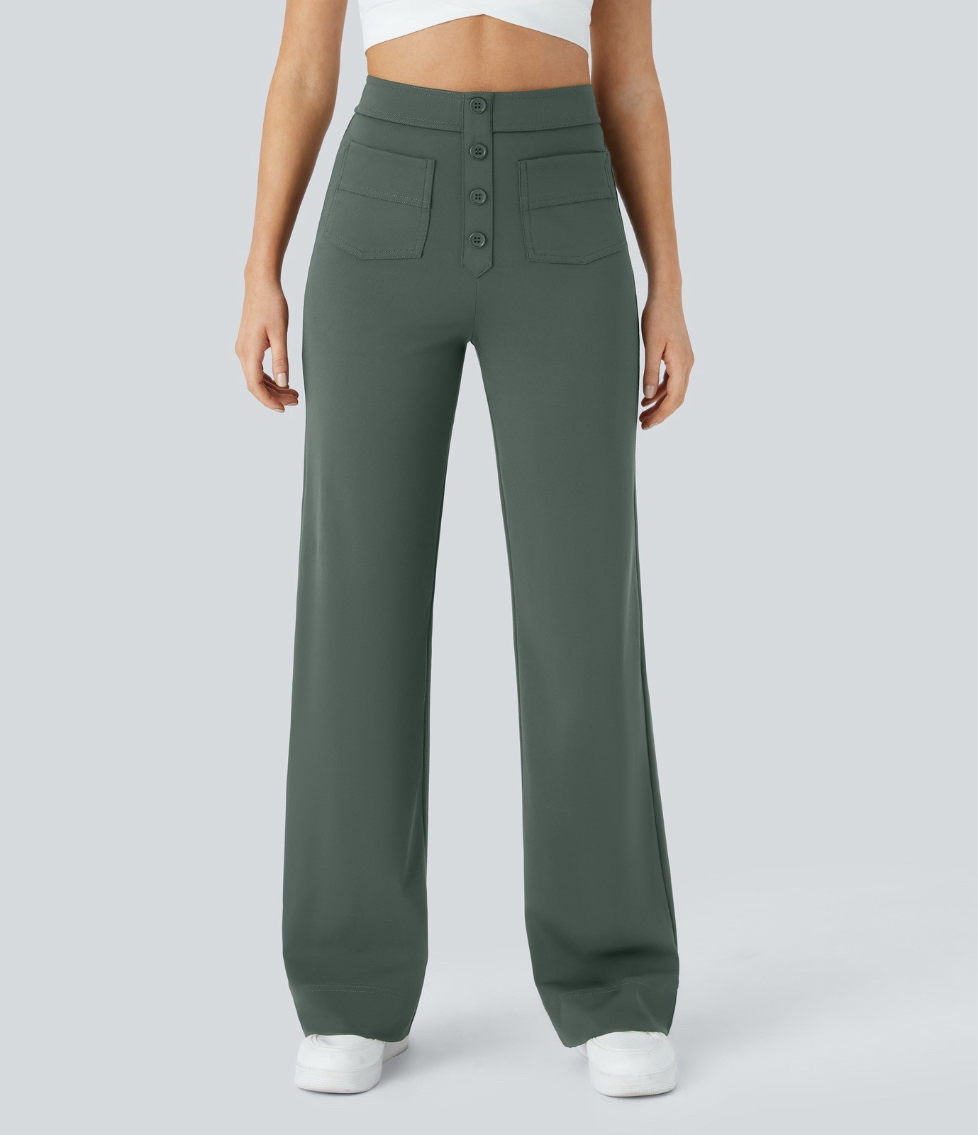 Halara Daystretch High Waisted Pockets Straight Leg Pants Dp Aquamarine L (tall)