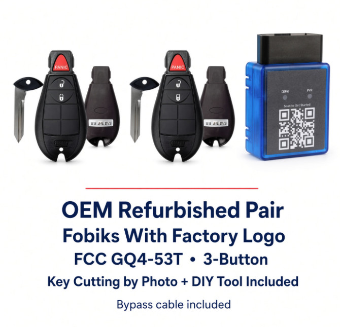 DIY Pair OEM RAM 2013-2017 Fobik GQ4-53T 68508720AA + Key Cutting