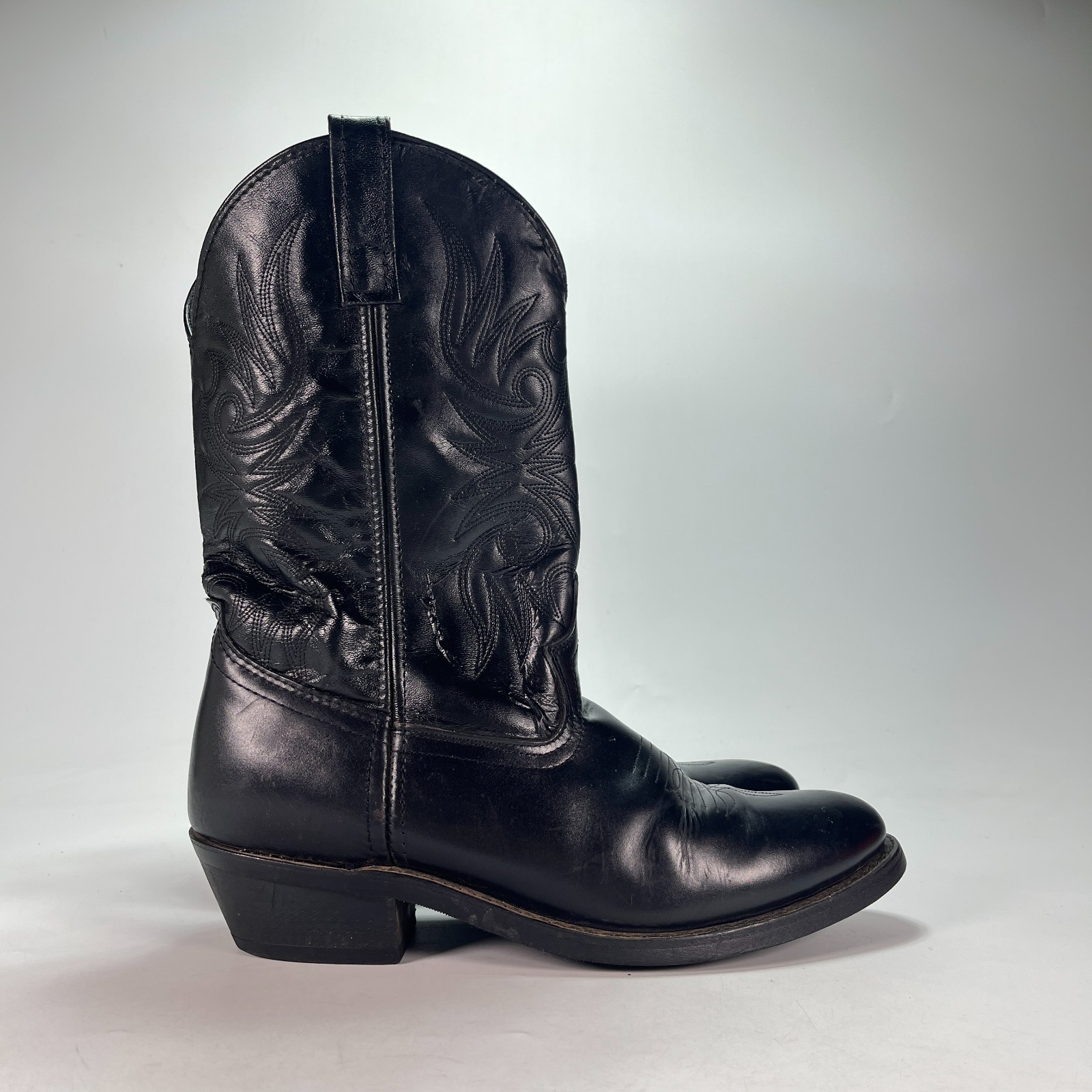 Laredo McComb Black Leather Comfort Western Cowboy Boots 95005 Men\'s Size 10.5D