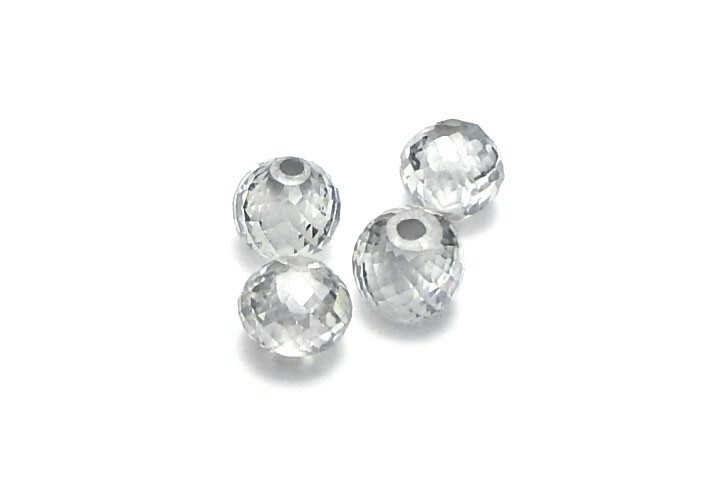 Silver Gray  DIAMOND 5mm Faceted Round Rondelle Focal Bead