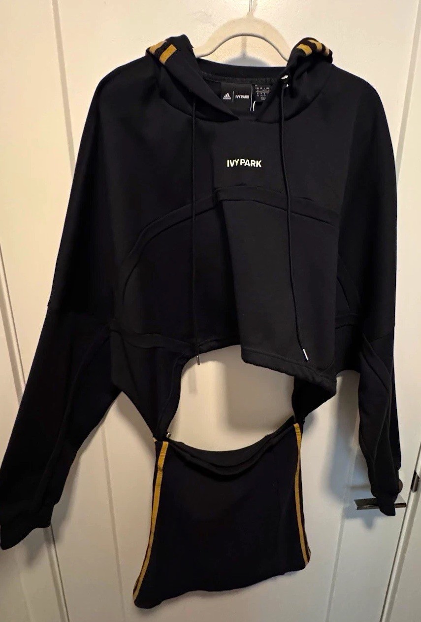 adidas x IVY PARK Women\'s Black/Gold Logo Pullover Hoodie L GR1445 adidas x IVY PARK Women\'s Black/Gold Logo Pullover Hoodie L GR1445