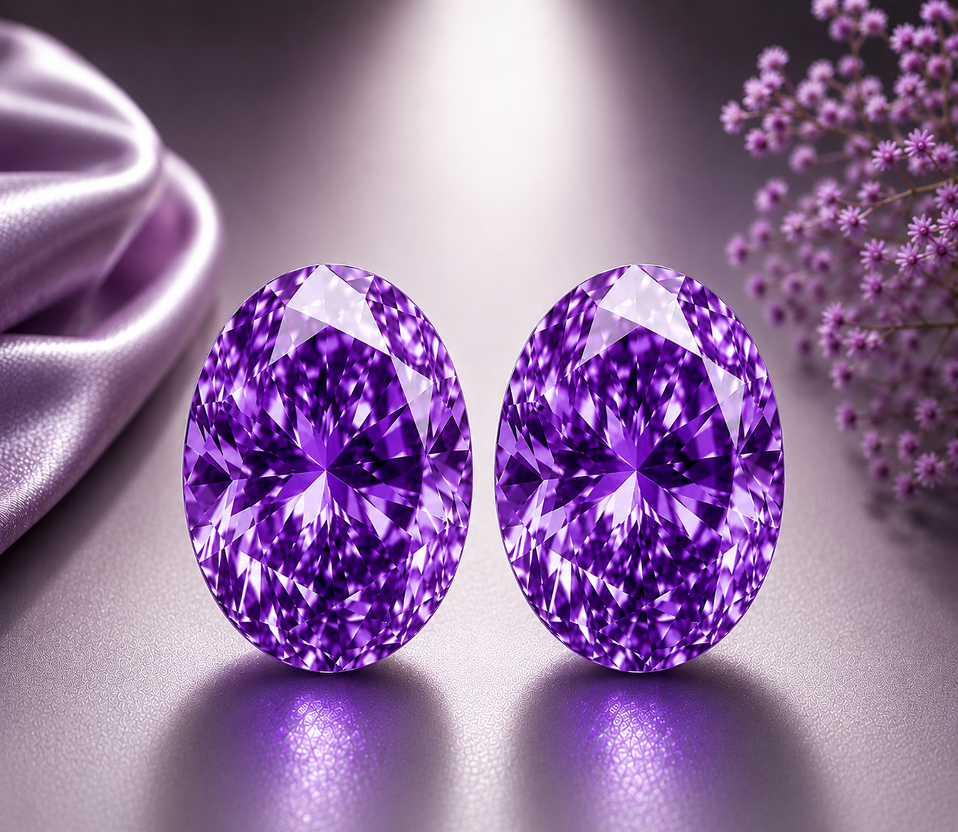 2 Pcs Purple Diamond 7x5mm 1.90 Ct Oval Cut VVS1 Precious Loose Diamond Gemstone