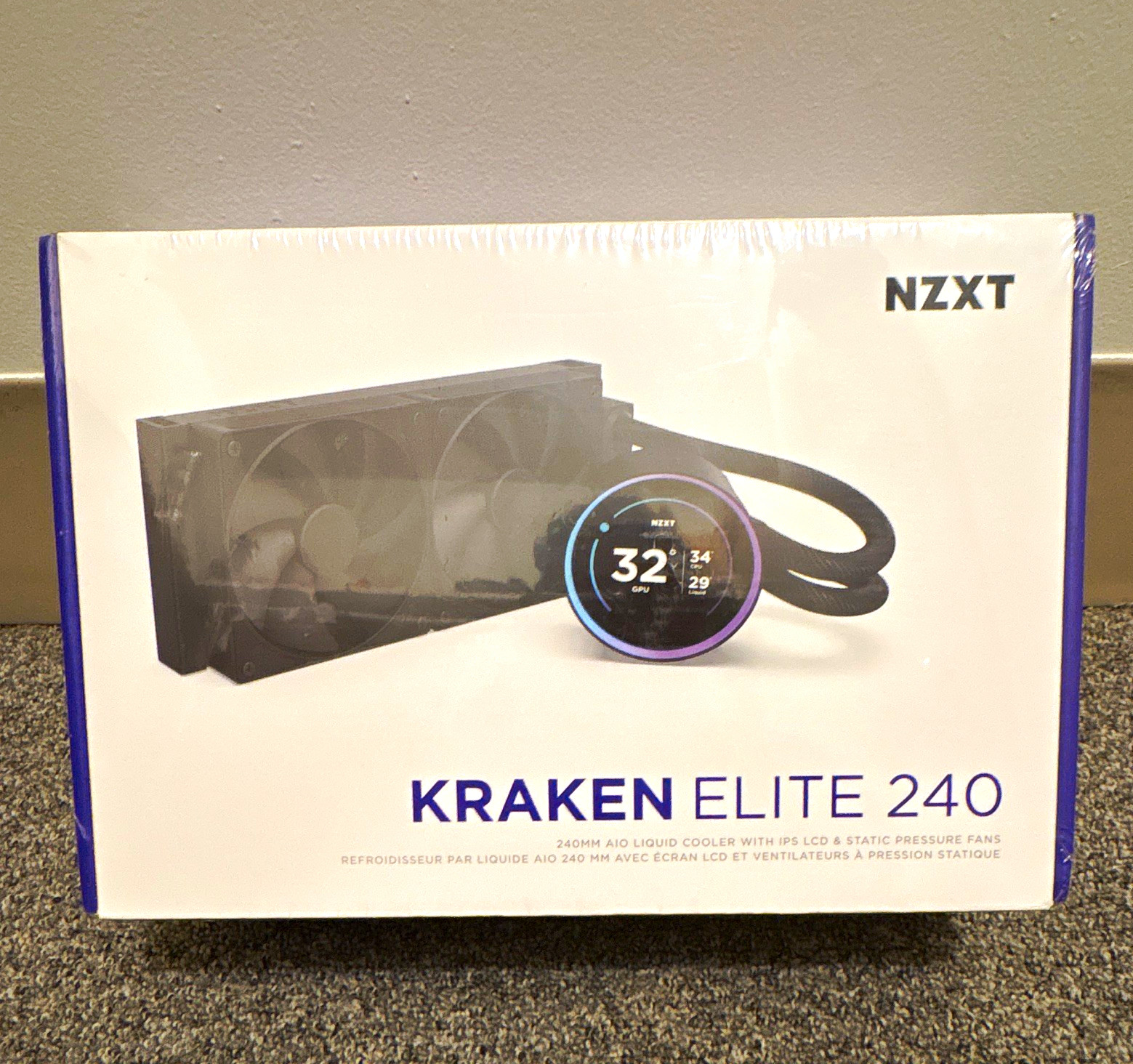NZXT Kraken Elite 240 240mm AIO Liquid CPU Cooler w/ LCD, 2x120mm Fans Black NZXT Kraken Elite 240 240mm AIO Liquid CPU Cooler w/ LCD, 2x120mm Fans Black