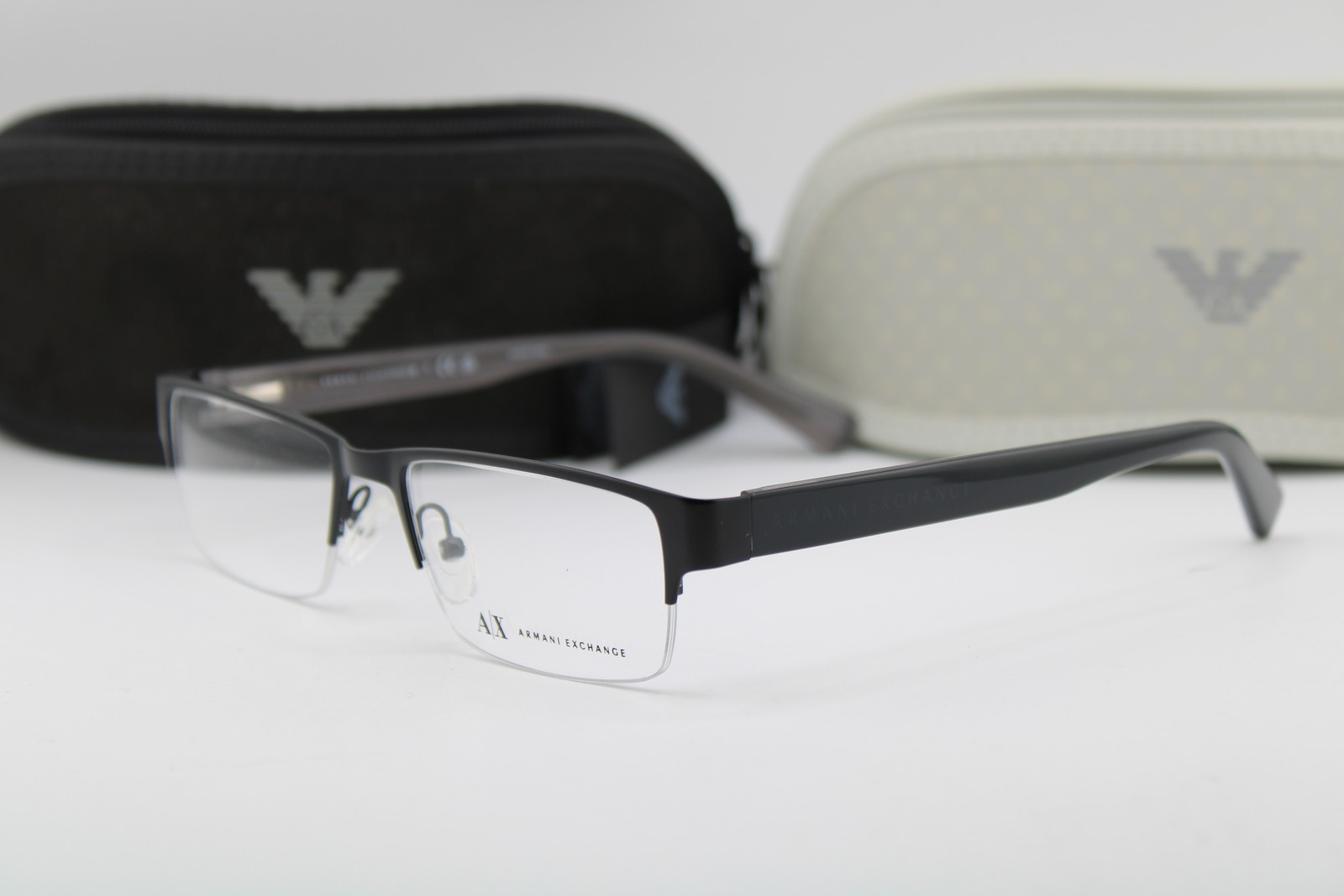NEW ARMANI EXCHANGE AX 1015 6070 GUNMETAL BLACK AUTHENTIC EYEGLASSES 52-17
