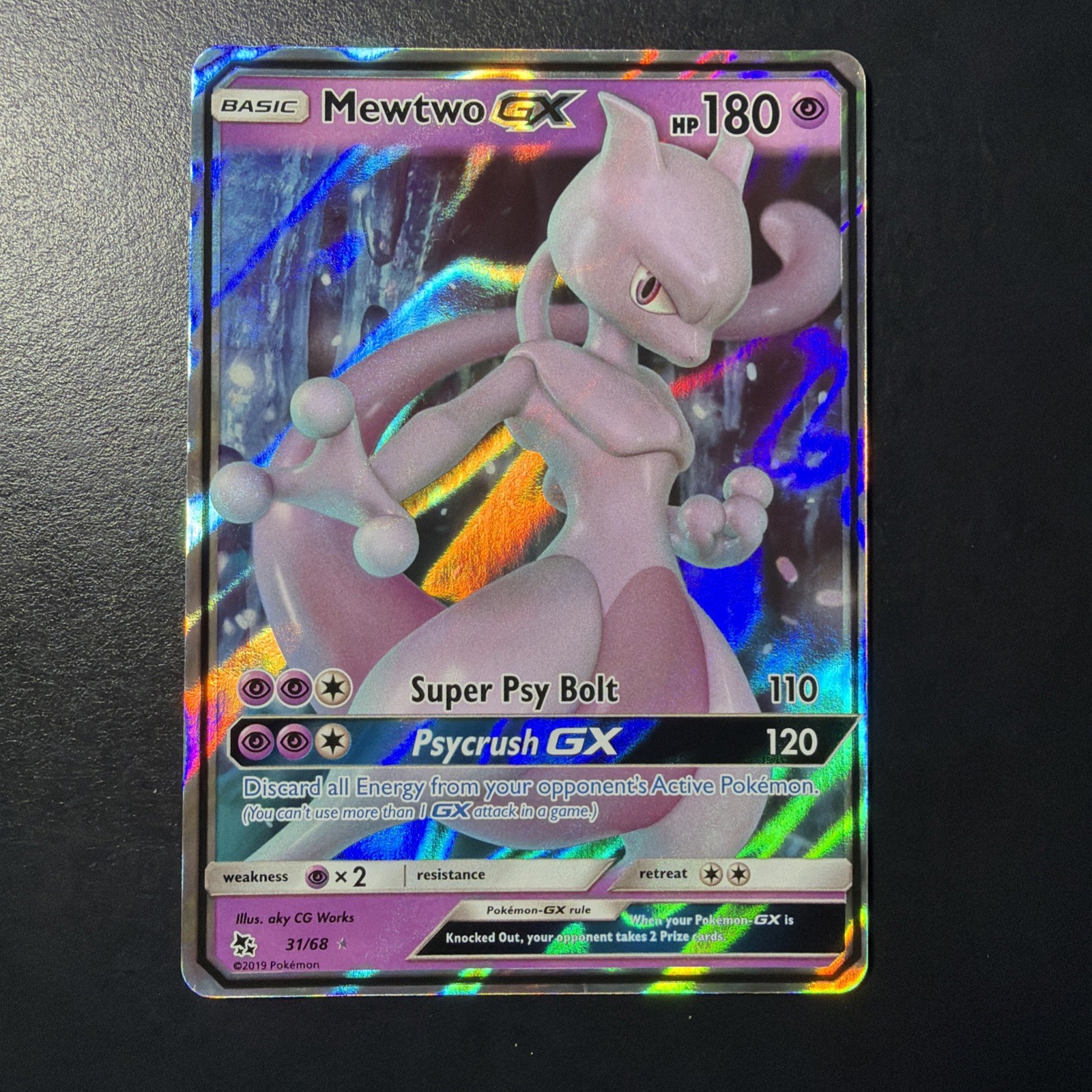 Pokemon Mewtwo GX 31/68 Sun & Moon Hidden Fates Ultra Rare LP Pokemon Mewtwo GX 31/68 Sun & Moon Hidden Fates Ultra Rare LP