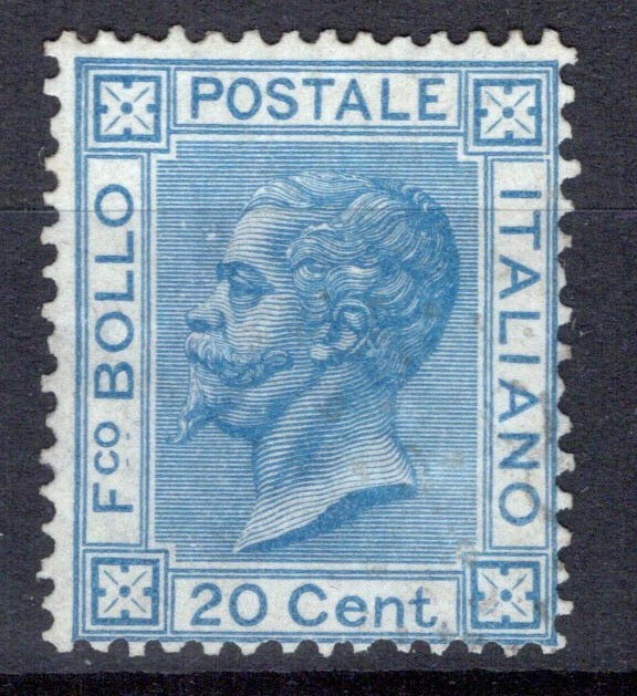 KINGDOM OF ITALY 1867 20 CENTS TURIN N.T26 G.I MNH**