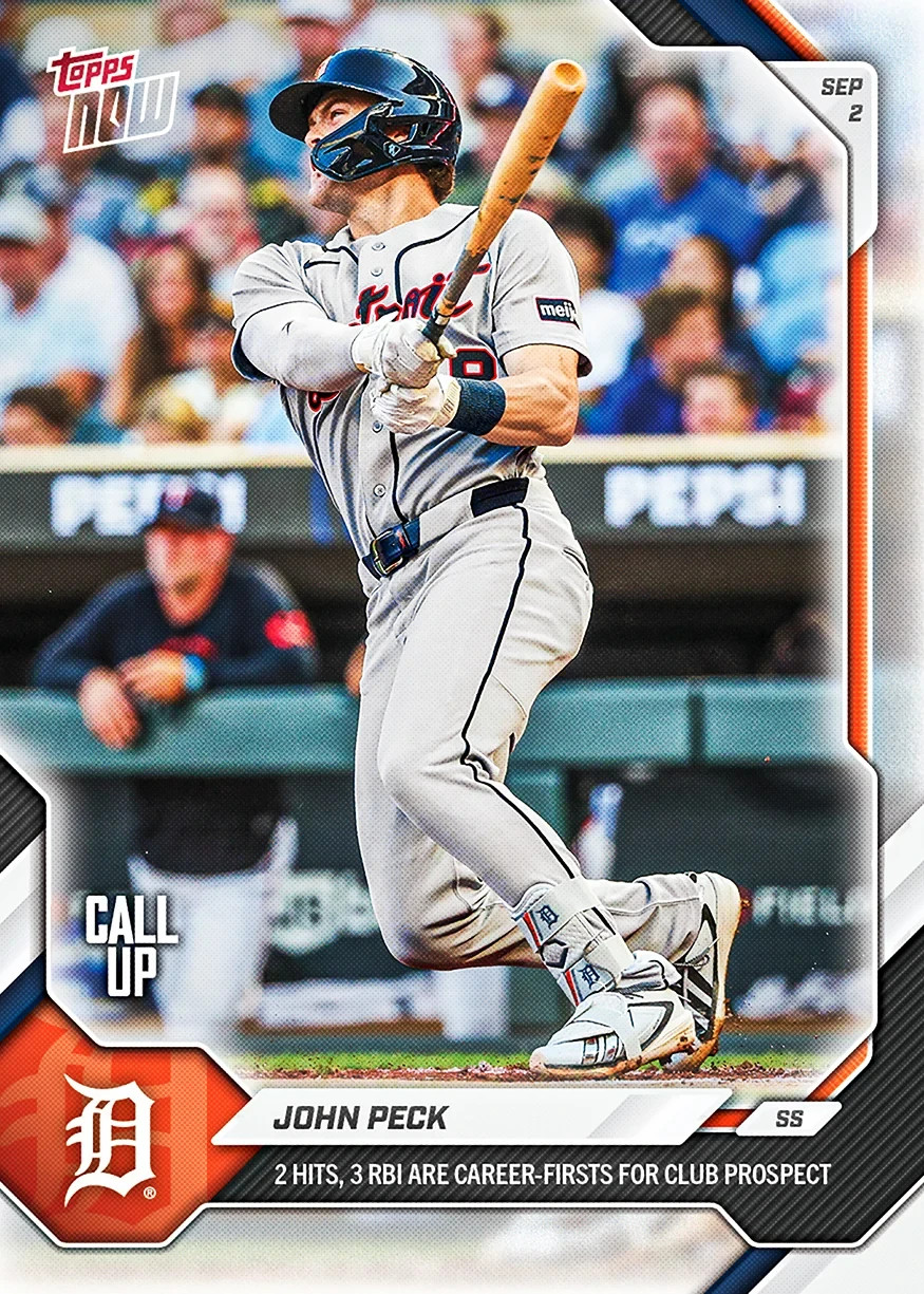 John Peck CALL UP - 2026 MLB Topps NOW #629 - PR: 1297 - Detroit Tigers PREORDER John Peck CALL UP - 2026 MLB Topps NOW #629 - PR: 1297 - Detroit Tigers PREORDER