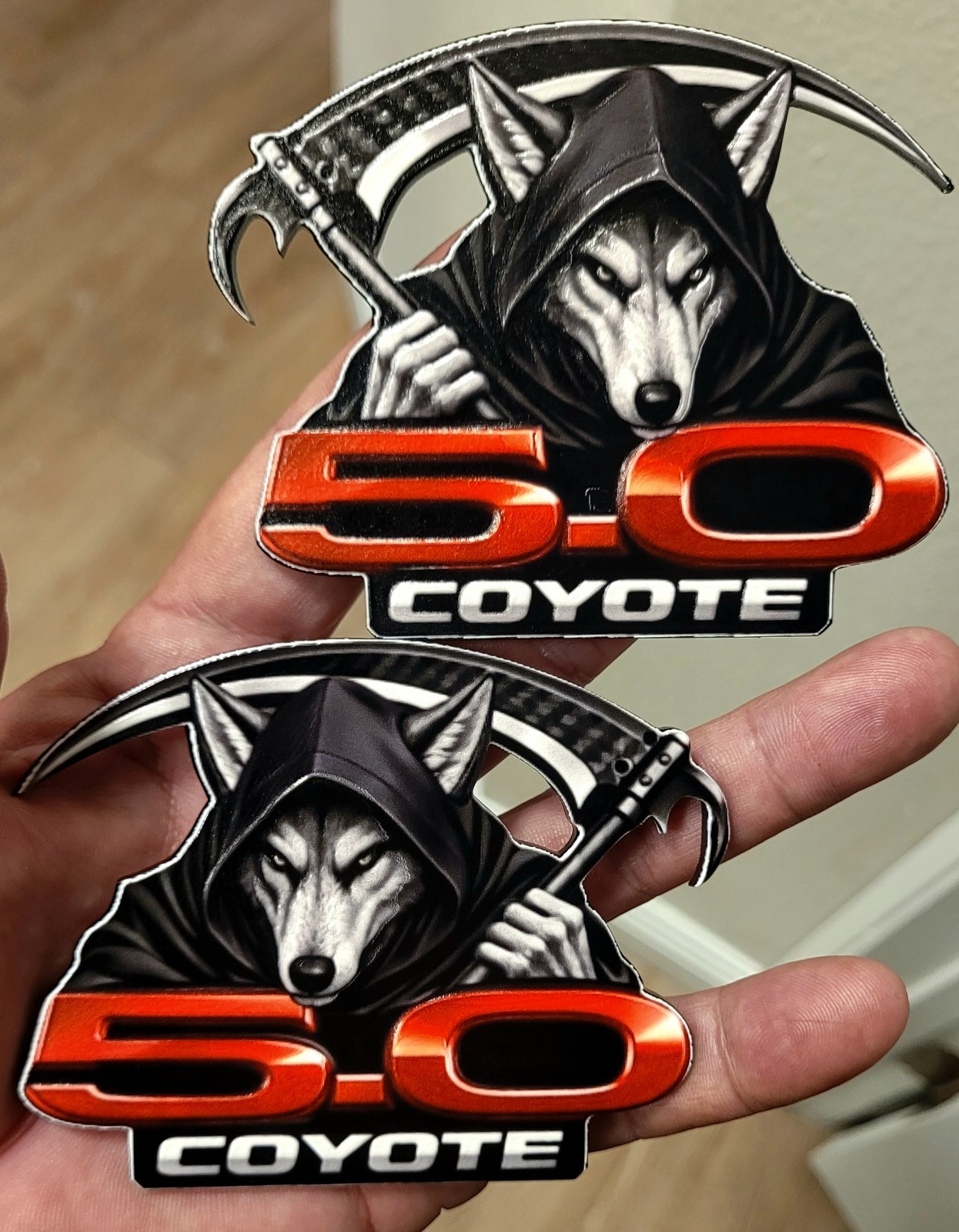 Coyote 5.0 Grim Reaper wolf side fender emblems 3D texture 4