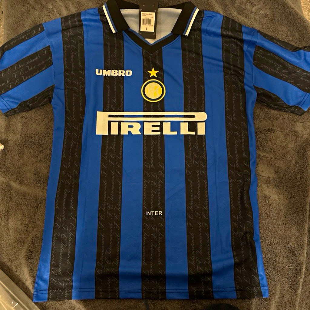 REAL/AUTHENTIC JERSEY Umbro Inter Milan Ronaldo #10 Soccer Jersey Size L
