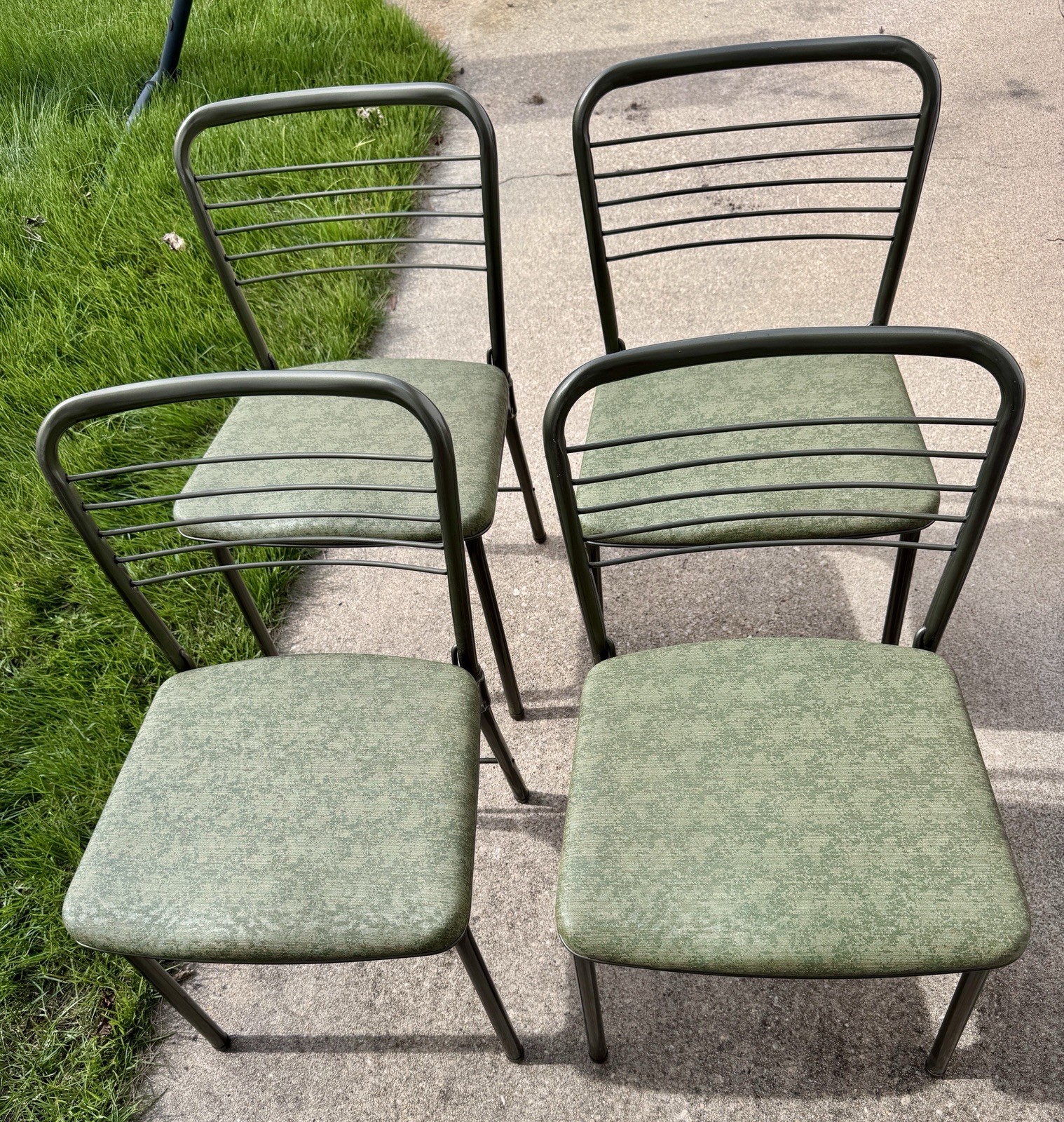 Cosco Vintage 1950s Gate Leg Folding Chairs Set of 4 Rare Green Mid Century