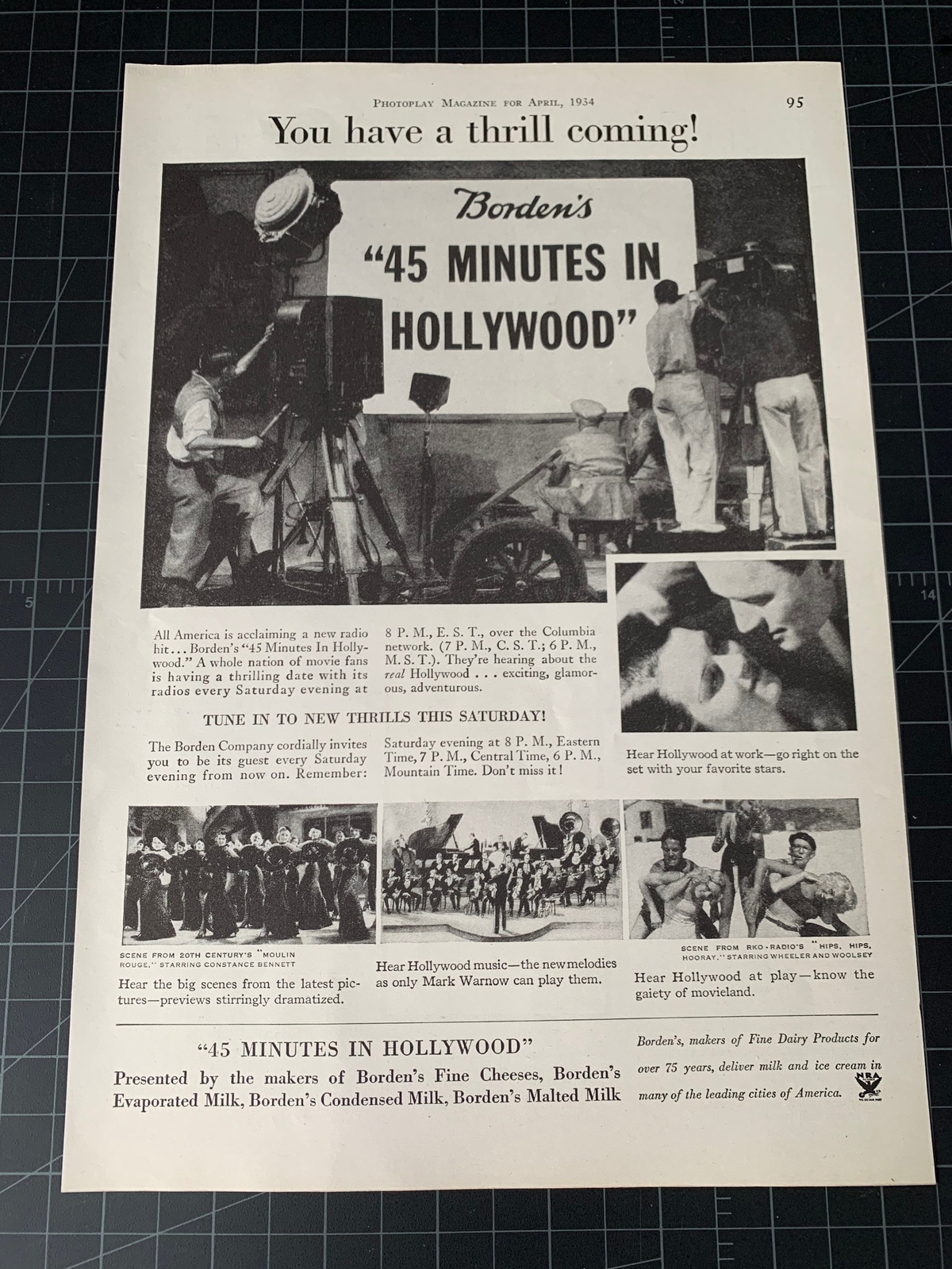 Vintage 1934 “45 Minutes In Hollywood” Radio Show Print Ad Vintage 1934 “45 Minutes In Hollywood” Radio Show Print Ad