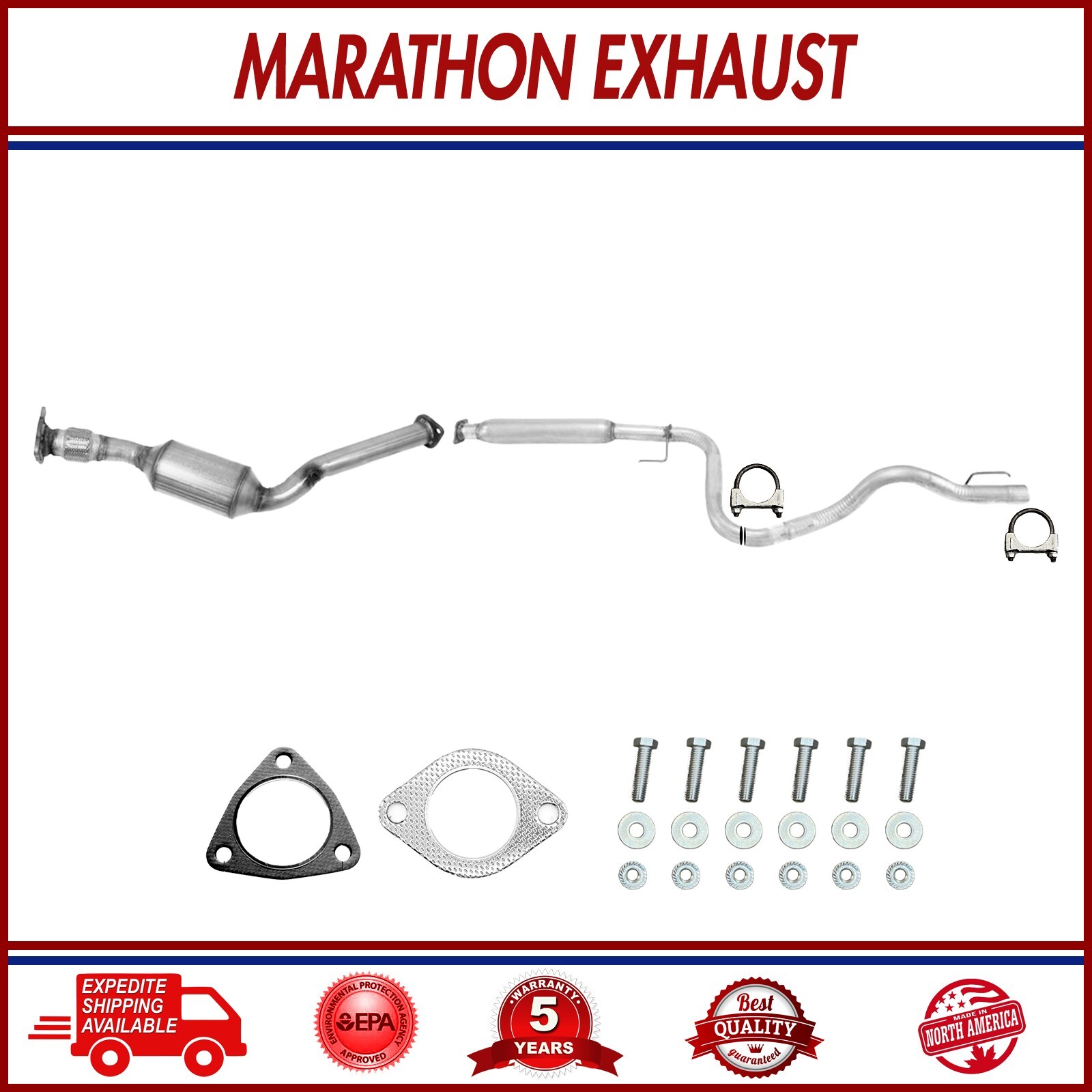 Front Catalytic + Rear Pipe Fits : 2005-2007 Chevrolet Cobalt 2.0L Supercharged