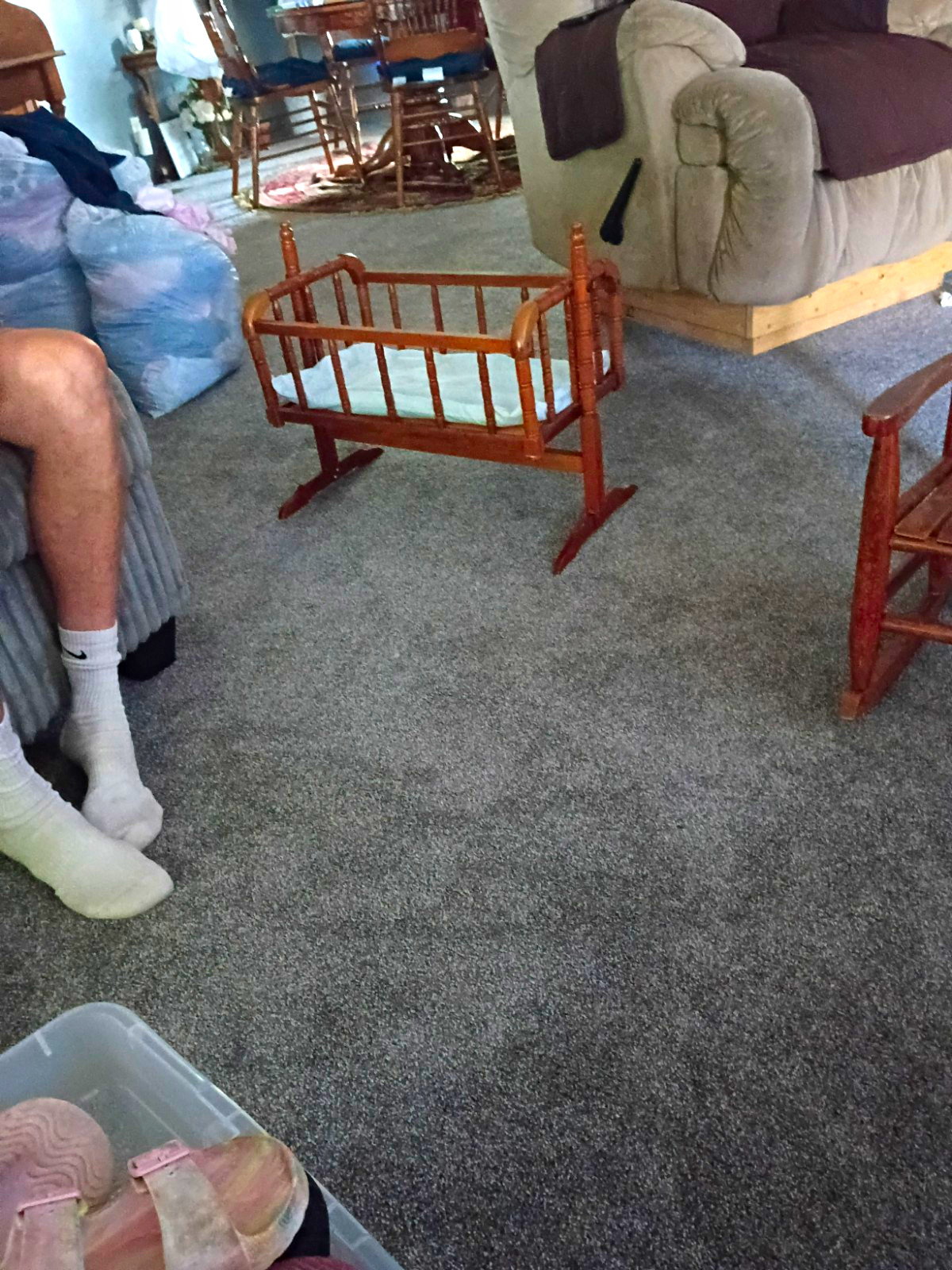 Vintage Wooden Baby Doll Crib Rocking Cradle Bassinet 25x14x21”