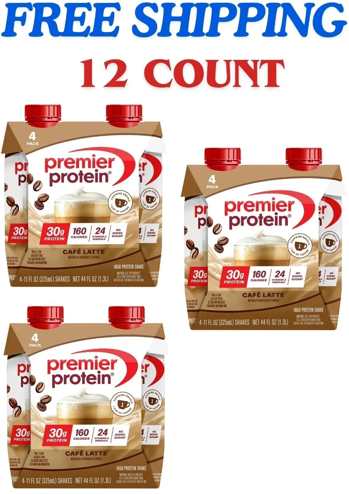 Premier Protein Shake, Café Latte, 30g Protein, 11 Fl Oz, 12 Ct