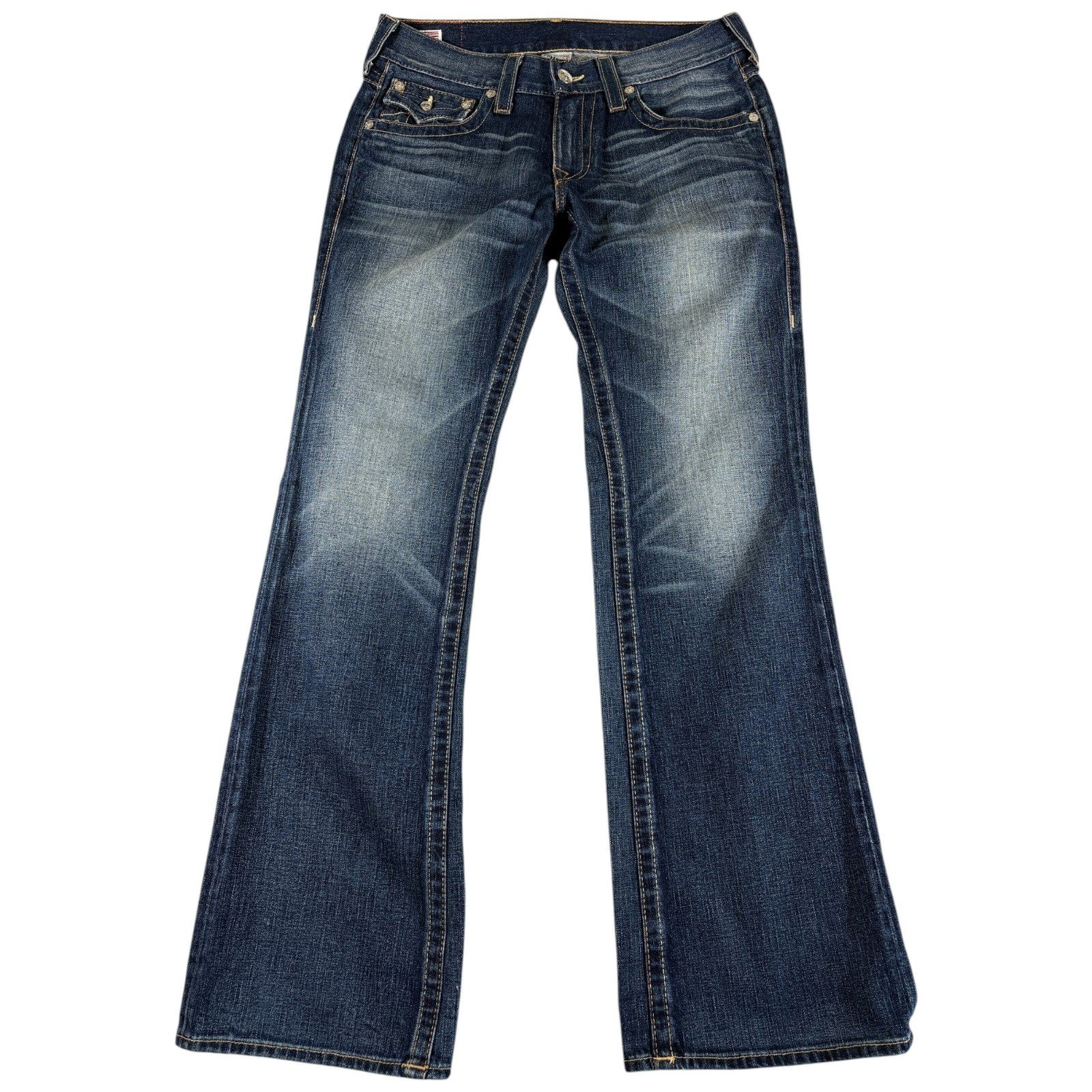 True Religion Billy Jeans Mens 32 Blue Good Vintage Y2K Bootcut Faded Wash Denim