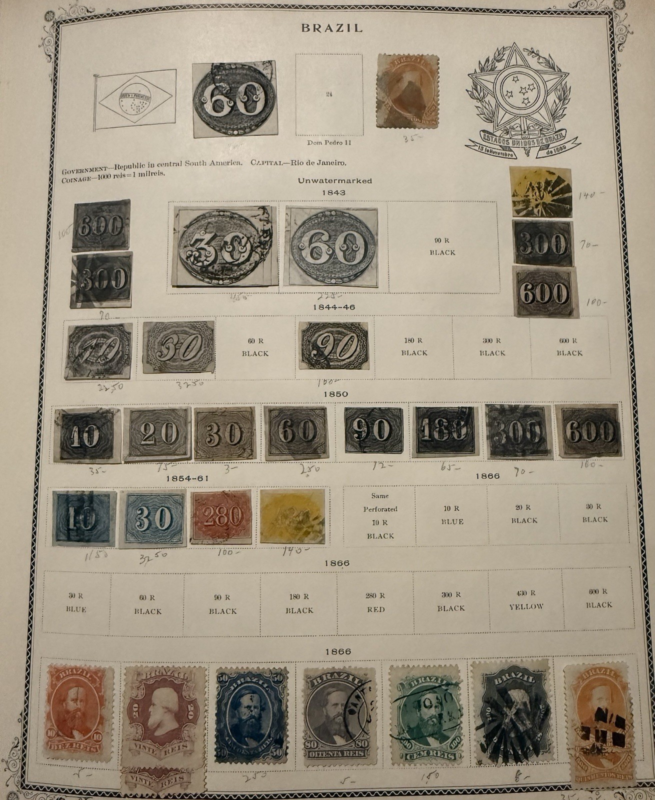 BRAZIL Vintage Postage Stamps , 1843, 1844-46, 1850, And 1866 Used BRAZIL Vintage Postage Stamps , 1843, 1844-46, 1850, And 1866 Used