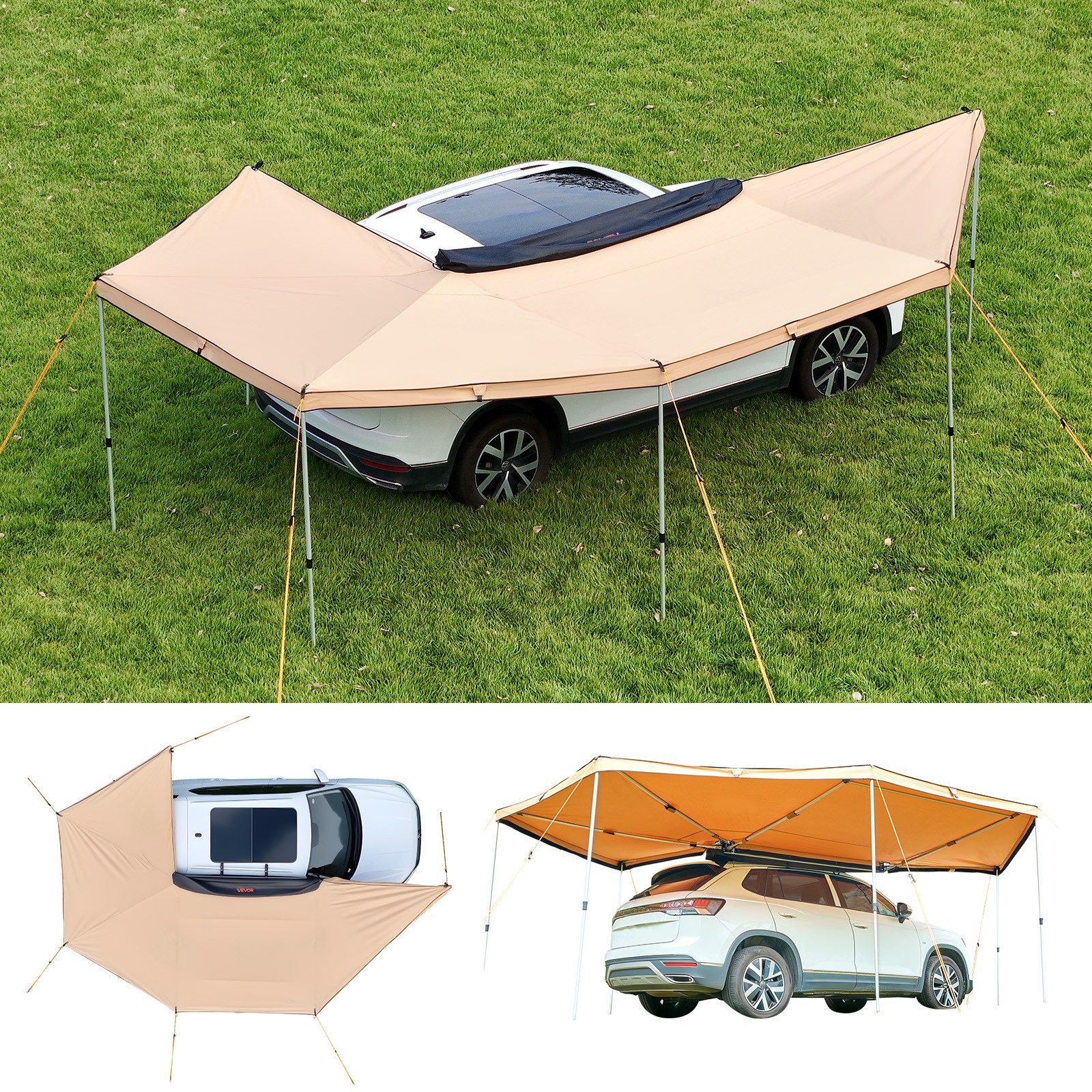 VEVOR 270 Degree Awning 133 sq.ft Waterproof UV50+ Passenger Side Vehicle Awning