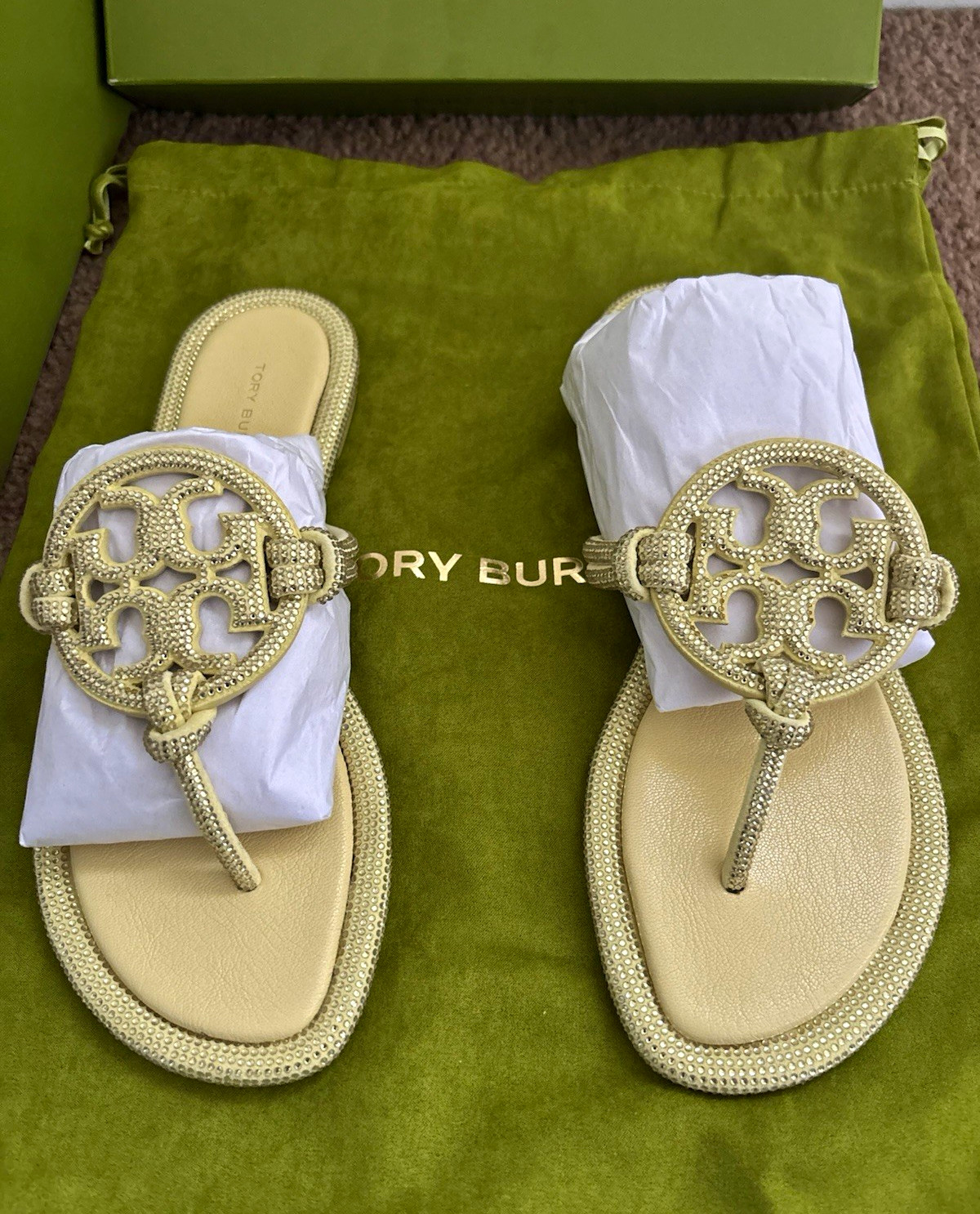 TORY BURCH MILLER PAVÉ KNOTTED SANDAL “Mate Sun” Yellow Size 7 (Women’s)