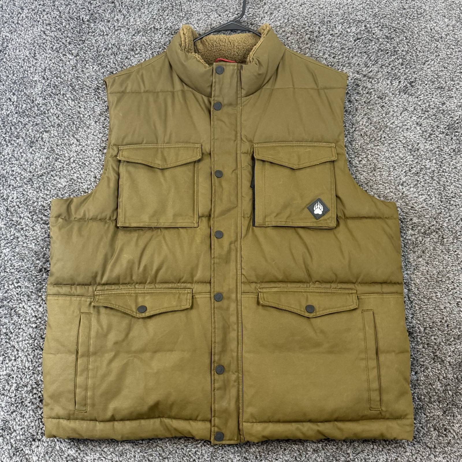 Duluth Alaskan Hardgear Vest Mens 2XL Waxed Claimstake Insulated Full Zip Beige
