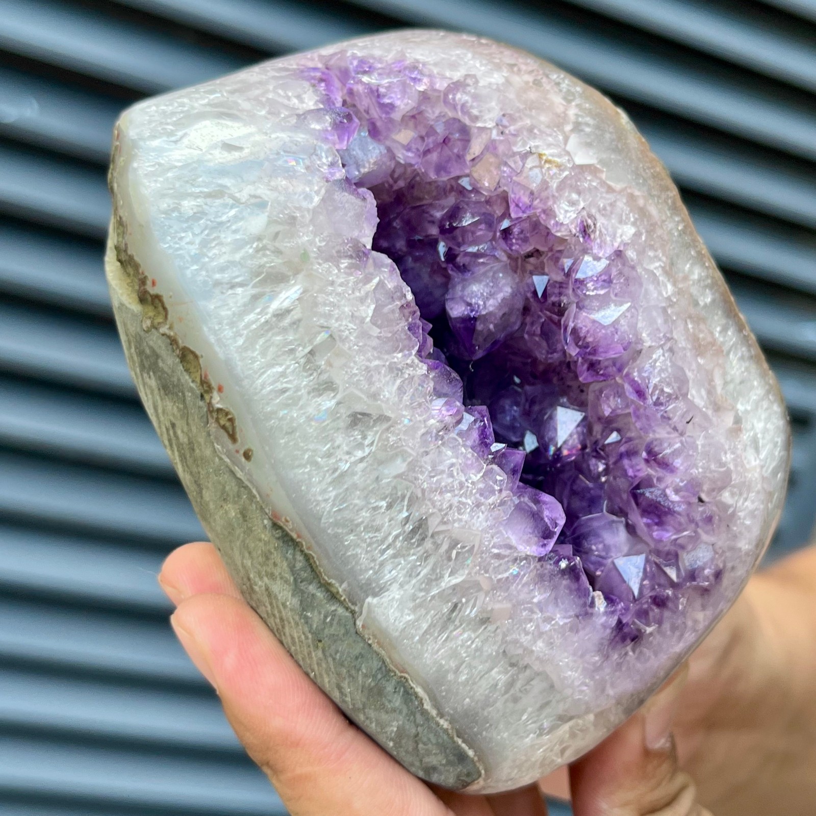 6.4 lb  Natural Amethyst Geode Quartz Crystal Cluster Home Office Decor Display