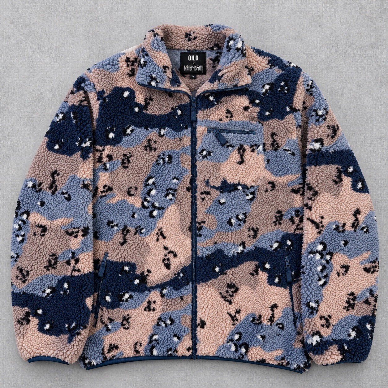 QILO x Whitephosphor Sherpa Fleece Jacket Blueberry Choco Chip Tactical Mens 2XL