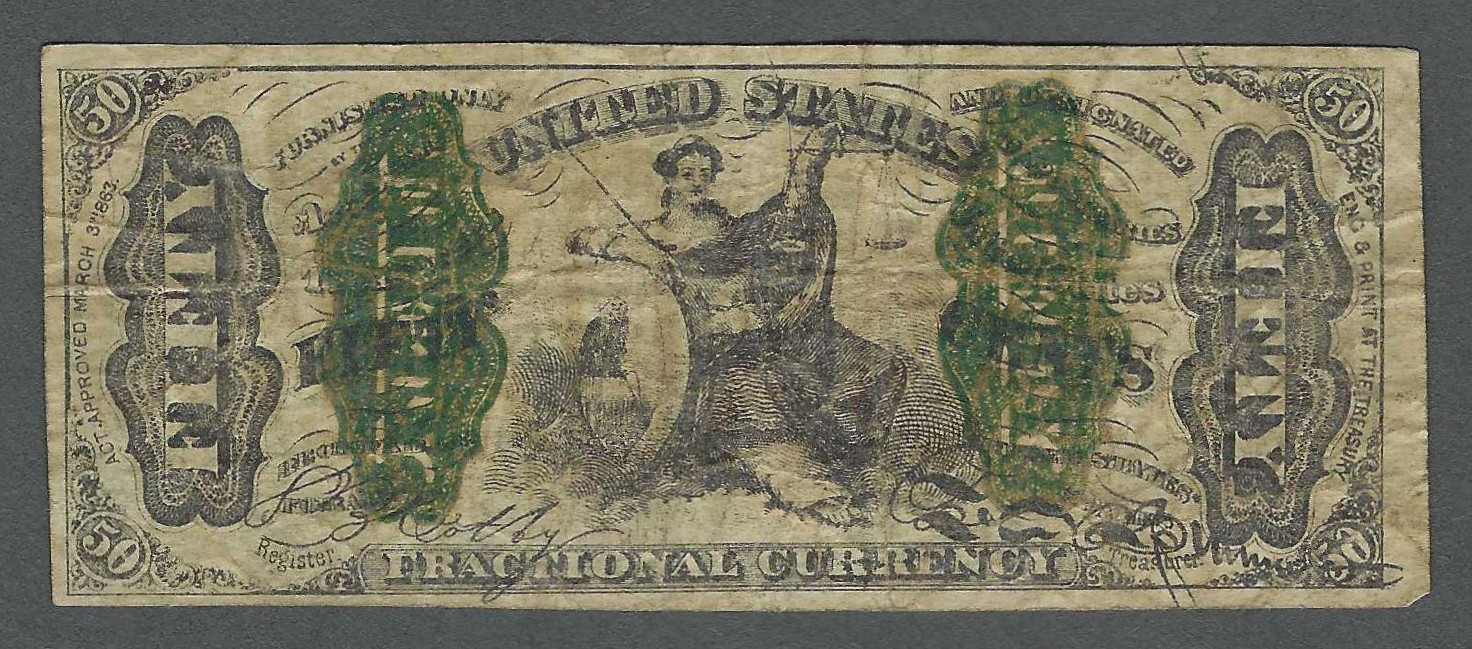 Contemporary Counterfeit 3rd Issue 50c LADY JUSTICE U.S. Fractional Currency