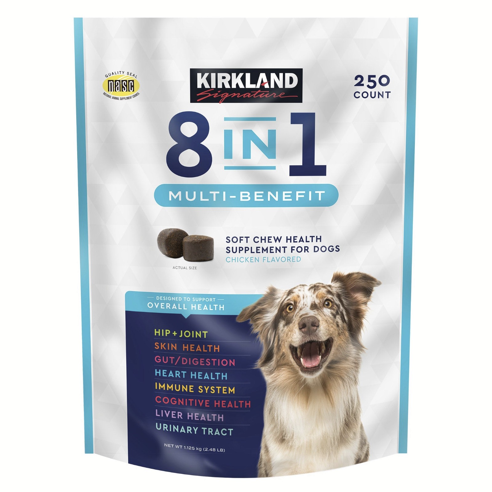 NEW KIRKLAND SIGNATURE 8 IN 1 MULTI BENEFIT SOFT CHEWS FOR DOGS, 250 COUNT
