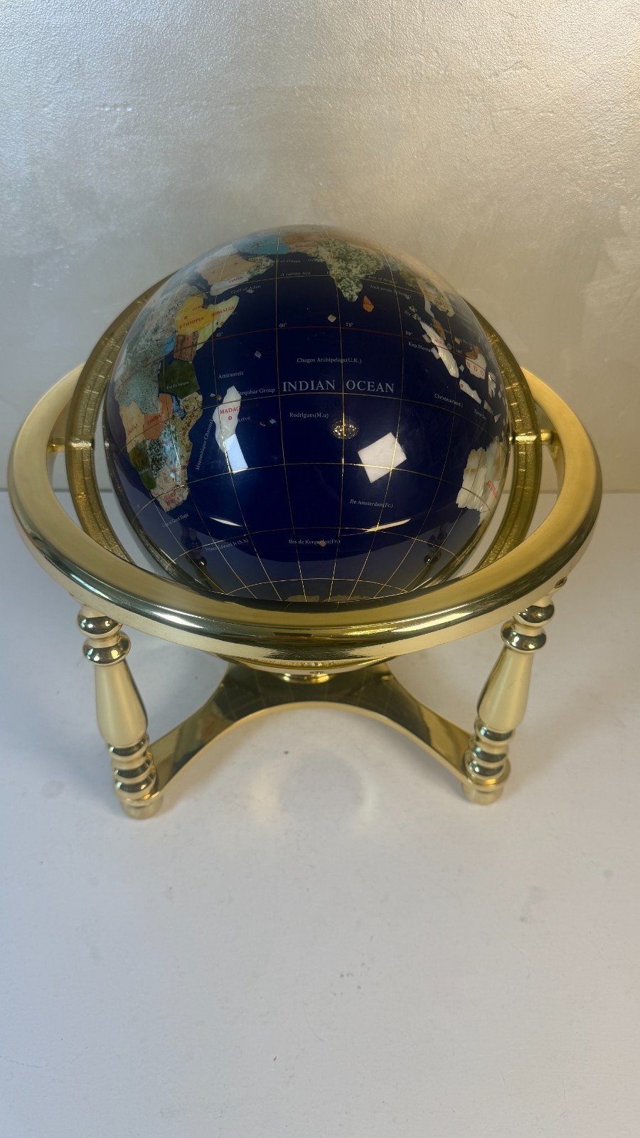 Vintage Blue Lapis Semi Precious Gem Stones World Globe Vintage Blue Lapis Semi Precious Gem Stones World Globe