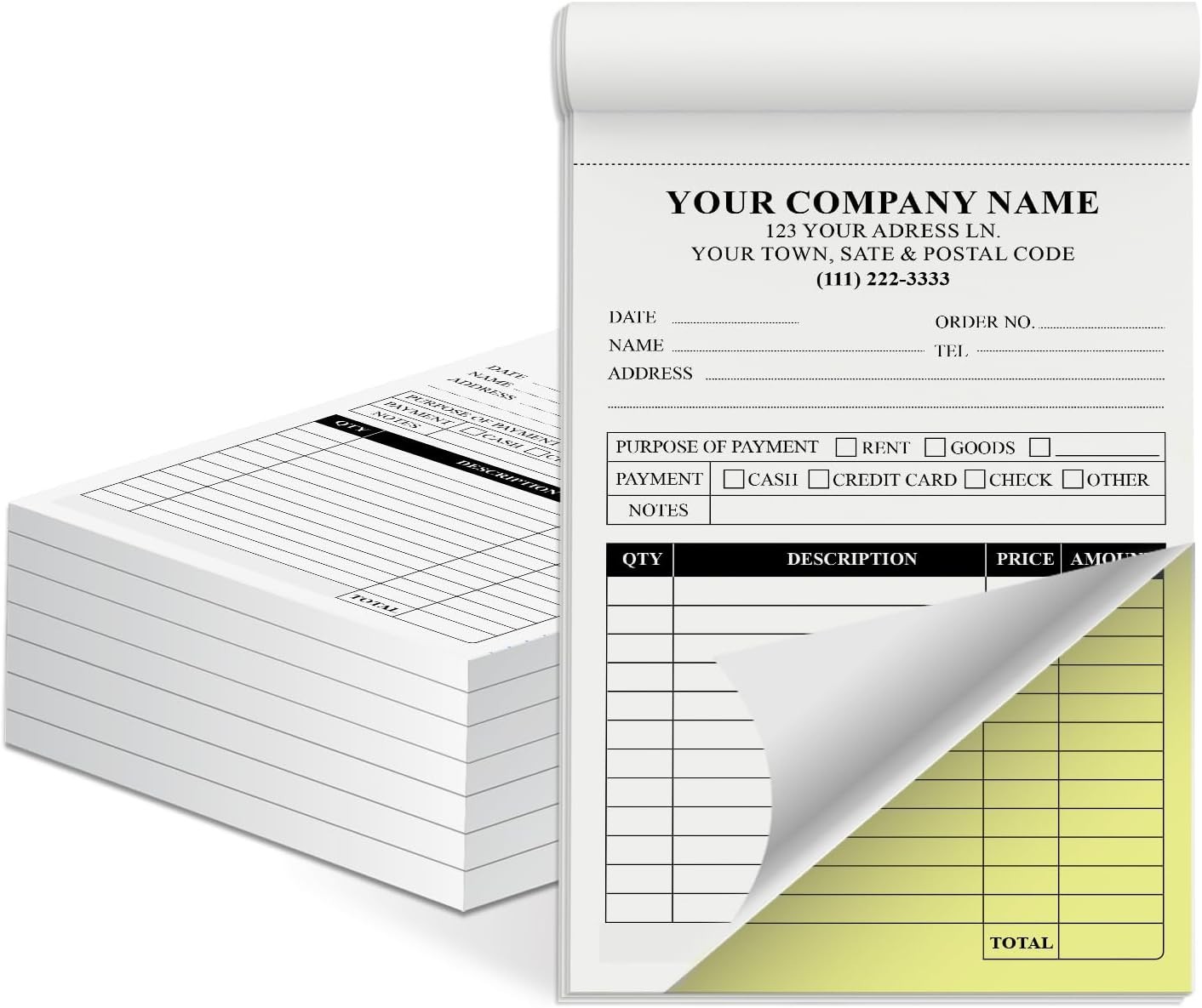 Custom Your Company/Business Name Carbonless NCR Books in 2-Part Duplicate