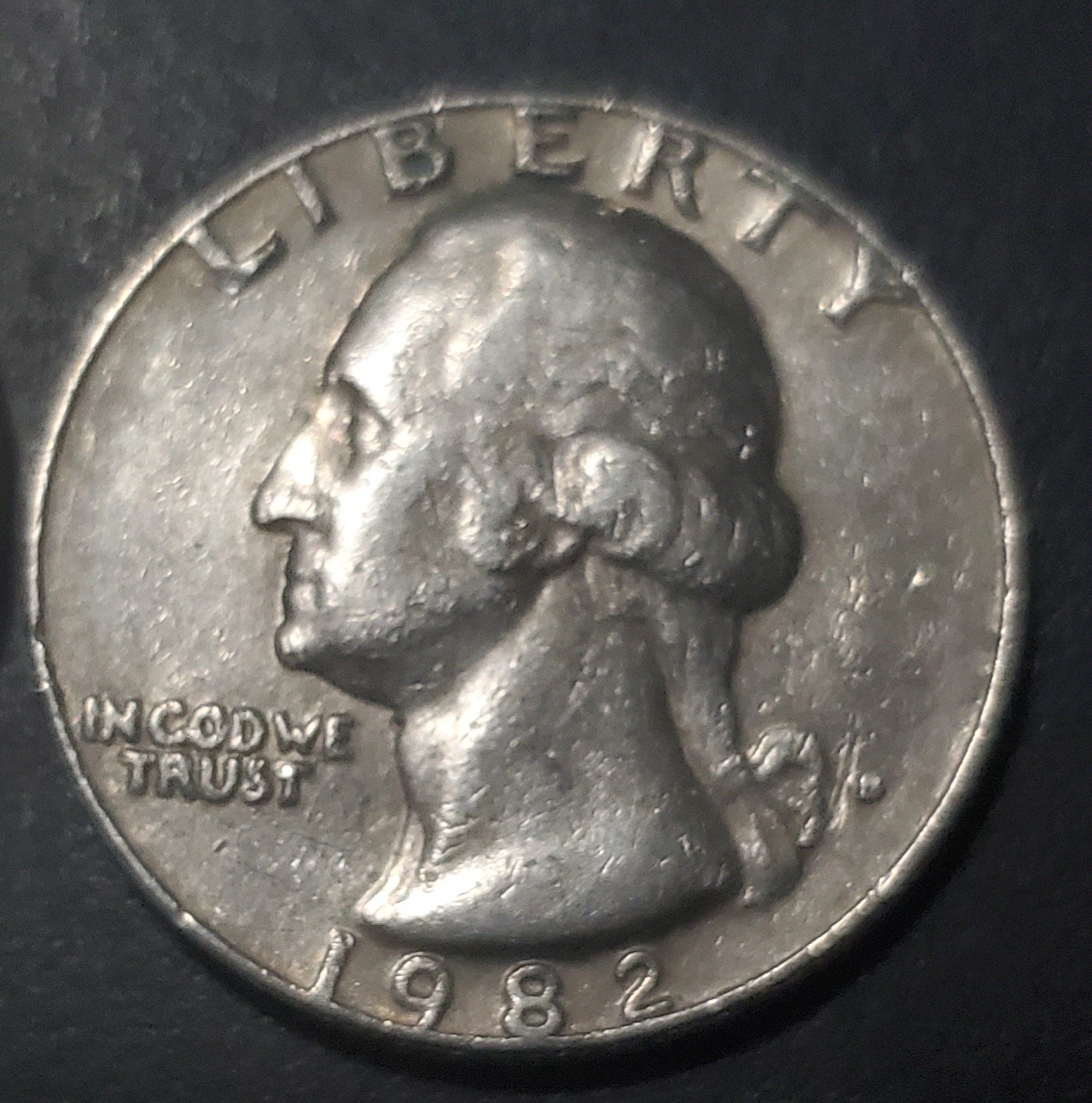 1982 D Washington Quarter IN COD WE TRUST DDO Error REF#0132 1982 D Washington Quarter IN COD WE TRUST DDO Error REF#0132