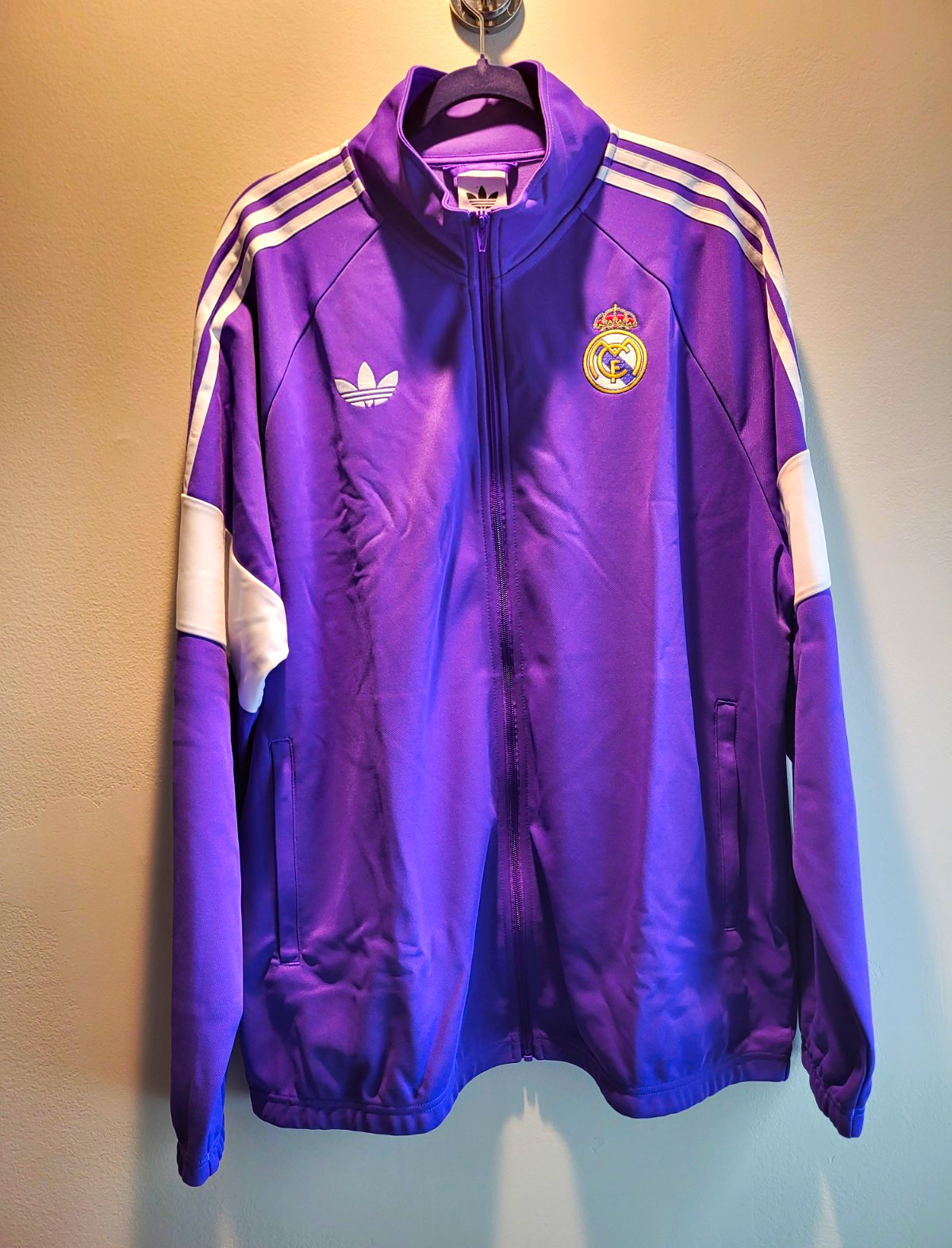 adidas Real Madrid Official Licensed Track Jacket Purple/White Size XL $110 adidas Real Madrid Official Licensed Track Jacket Purple/White Size XL $110