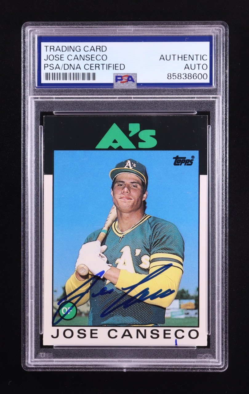 Jose Canseco Signed 1986 Topps Traded #20T XRC RC (PSA) Jose Canseco Signed 1986 Topps Traded #20T XRC RC (PSA)