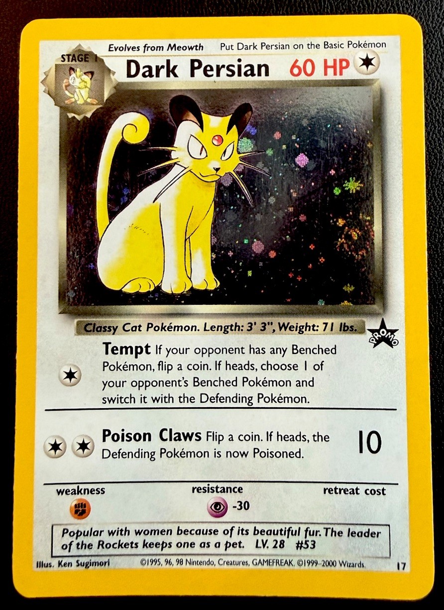 Dark Persian 17 - Pokemon WOTC Black Star Promo - LP/MP SWIRL 🌀 Dark Persian 17 - Pokemon WOTC Black Star Promo - LP/MP SWIRL 🌀