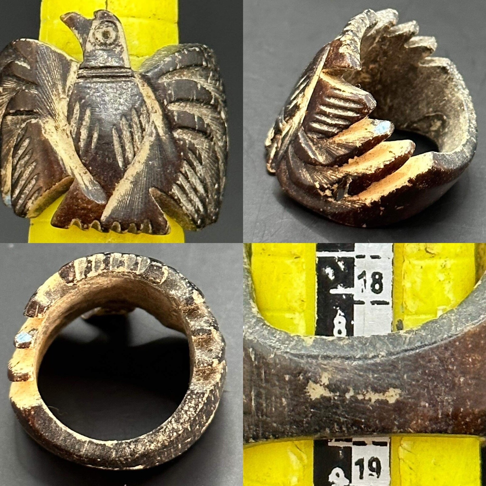 BEAUTIFUL ANTIQUE NEAR EASTERN BIRD B0NE UNIQUE RING