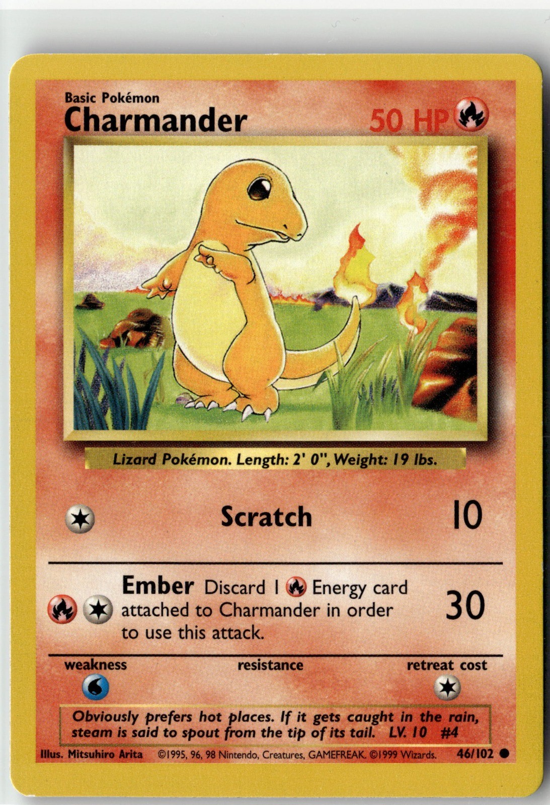 Charmander Common Base Set 046/102 NM Charmander Common Base Set 046/102 NM