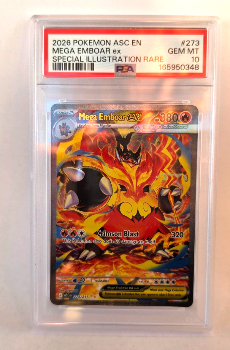 2026 POKEMON ASC EN ASCENDED HEROES #273 MEGA EMBOAR EX PSA 10 2026 POKEMON ASC EN ASCENDED HEROES #273 MEGA EMBOAR EX PSA 10