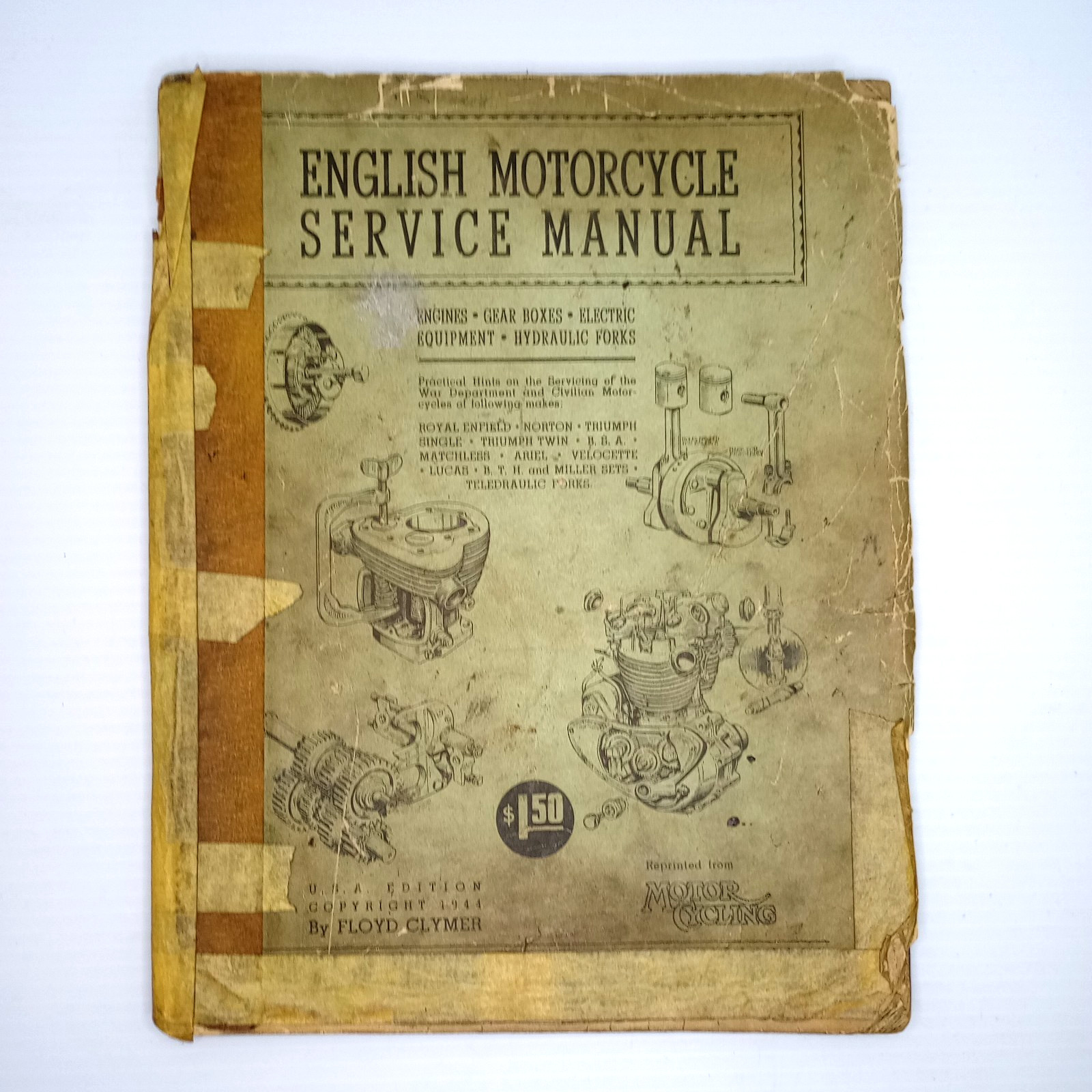 1944 Clymer English Motorcycle Service Manual Royal Enfield Norton Triumph