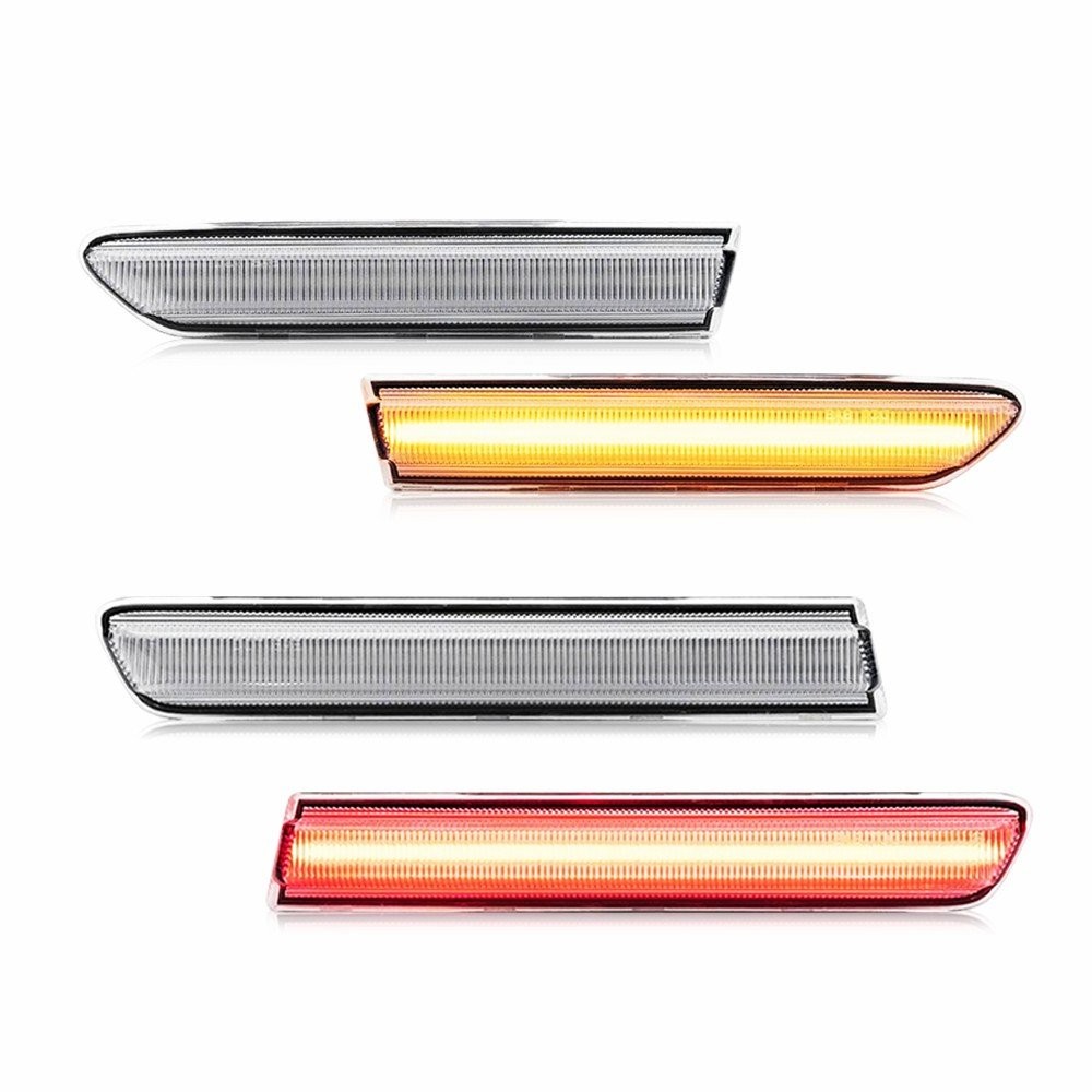 2/4x Smoked LED Front+Rear Side Marker Lights White Lamps For 2004-2008 Acura TL