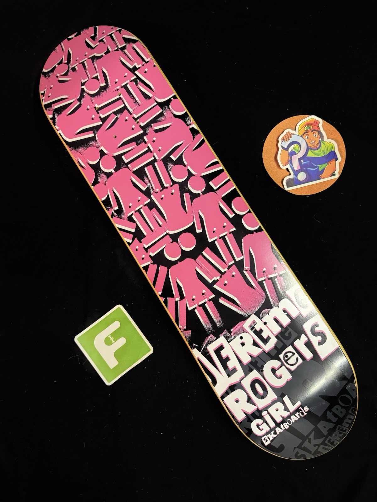 SUPER RARE Jereme Rogers Pink Collage Girl Skateboard Deck Pro Model 7.5