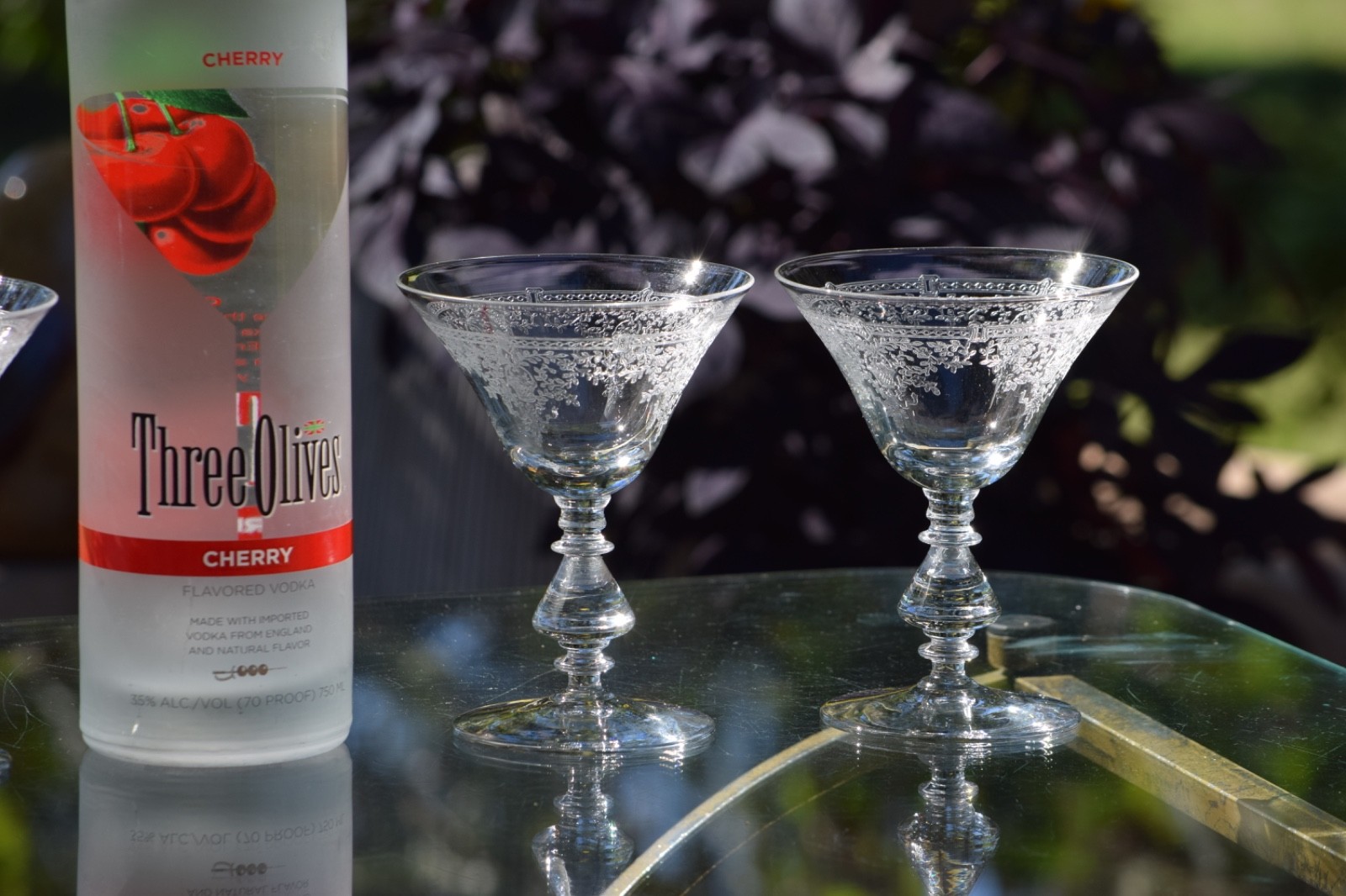 4 Vintage Etched Cocktail ~ Martini Glasses, Bryce, 1960\'s, Mid Century Barware