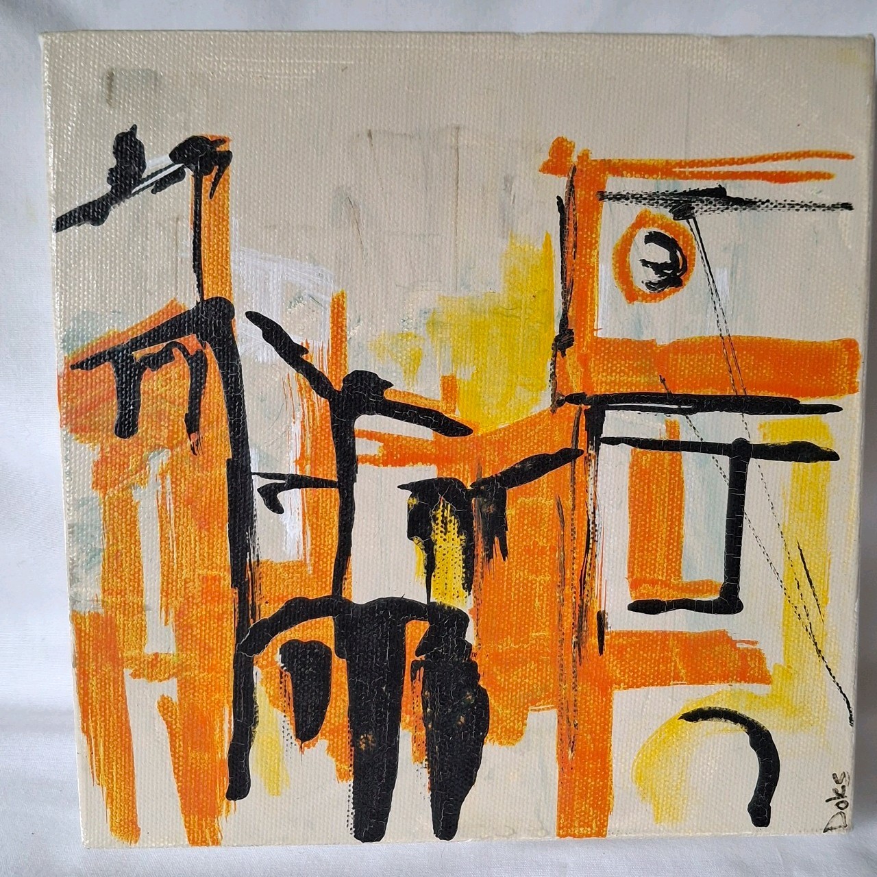 Original Oil Painting 8x8 Cityscape Canvas Mini Modern 2018 Artist Doles Artwork