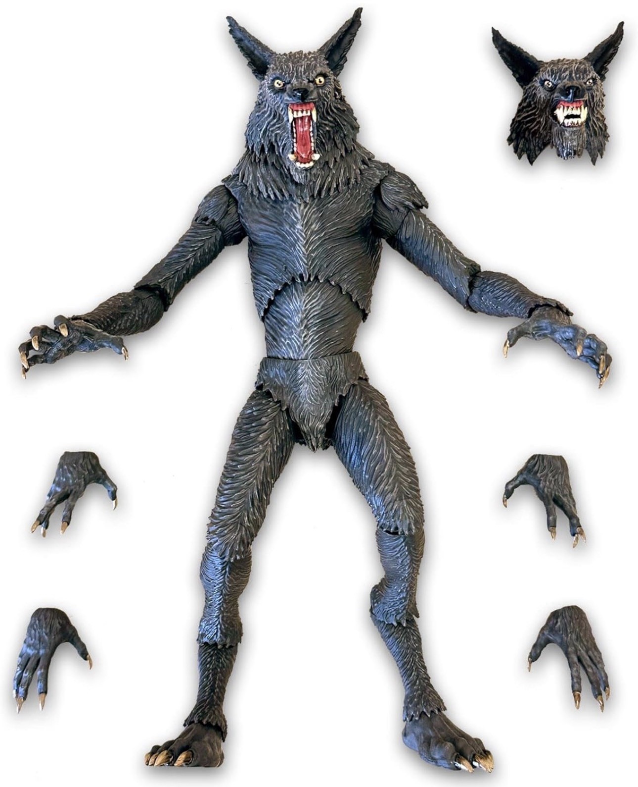 Syndicate Collectibles The Howling 1:12 Werewolf Figure Gray Alt Head Hands