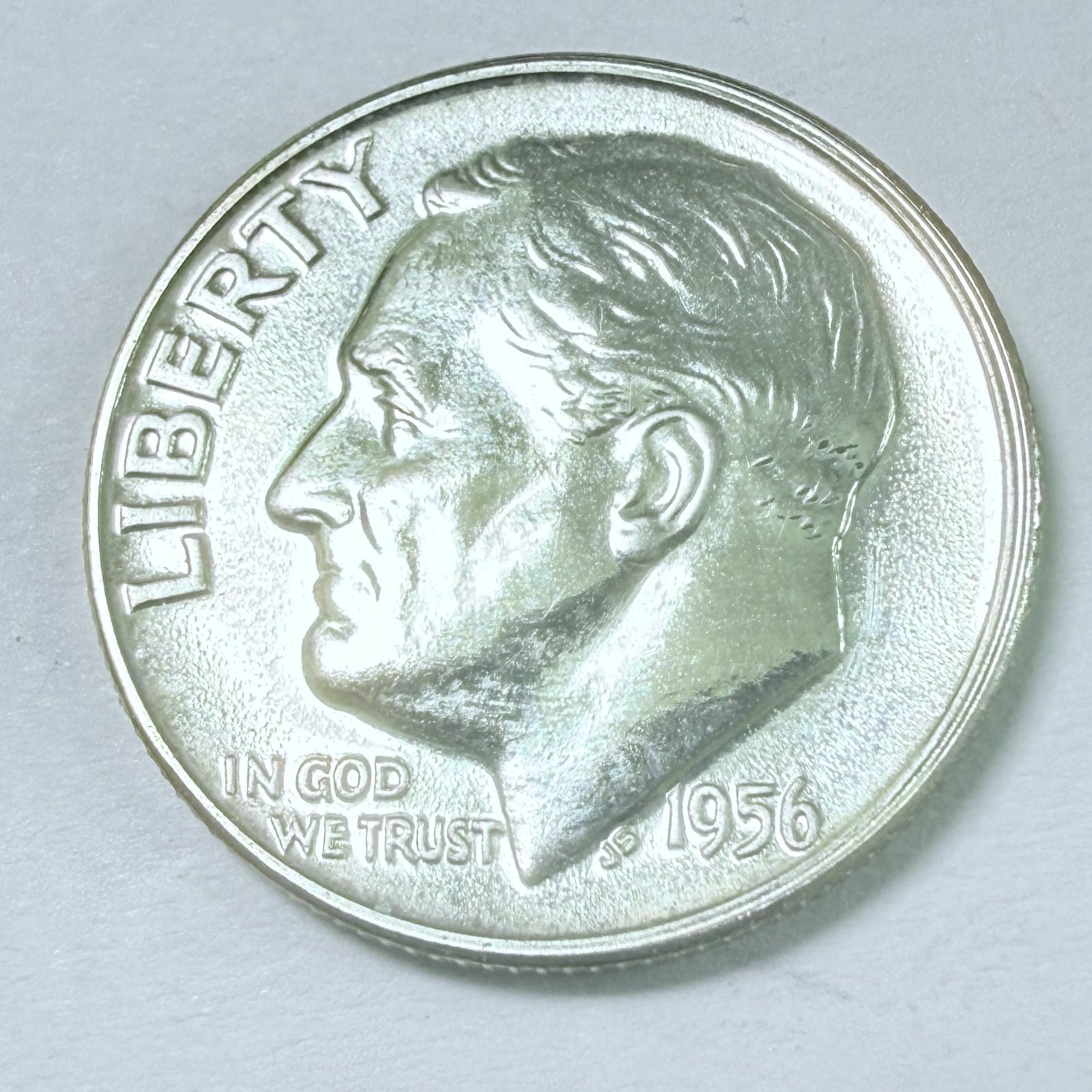 1956 Roosevelt Silver Dime, Actual 90% Silver Coin Shown #12252 1956 Roosevelt Silver Dime, Actual 90% Silver Coin Shown #12252
