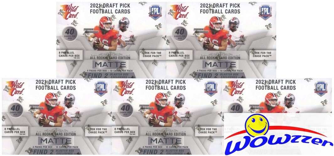 (5) 2021 Wild Card Draft WHITE MATTE Football EXCLUSIVE Sealed BLASTER Box