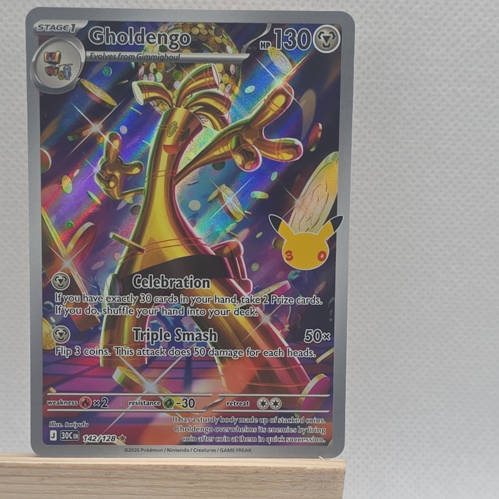 Gholdengo 142/128 30th Anniversary Illustration Rare Full art 