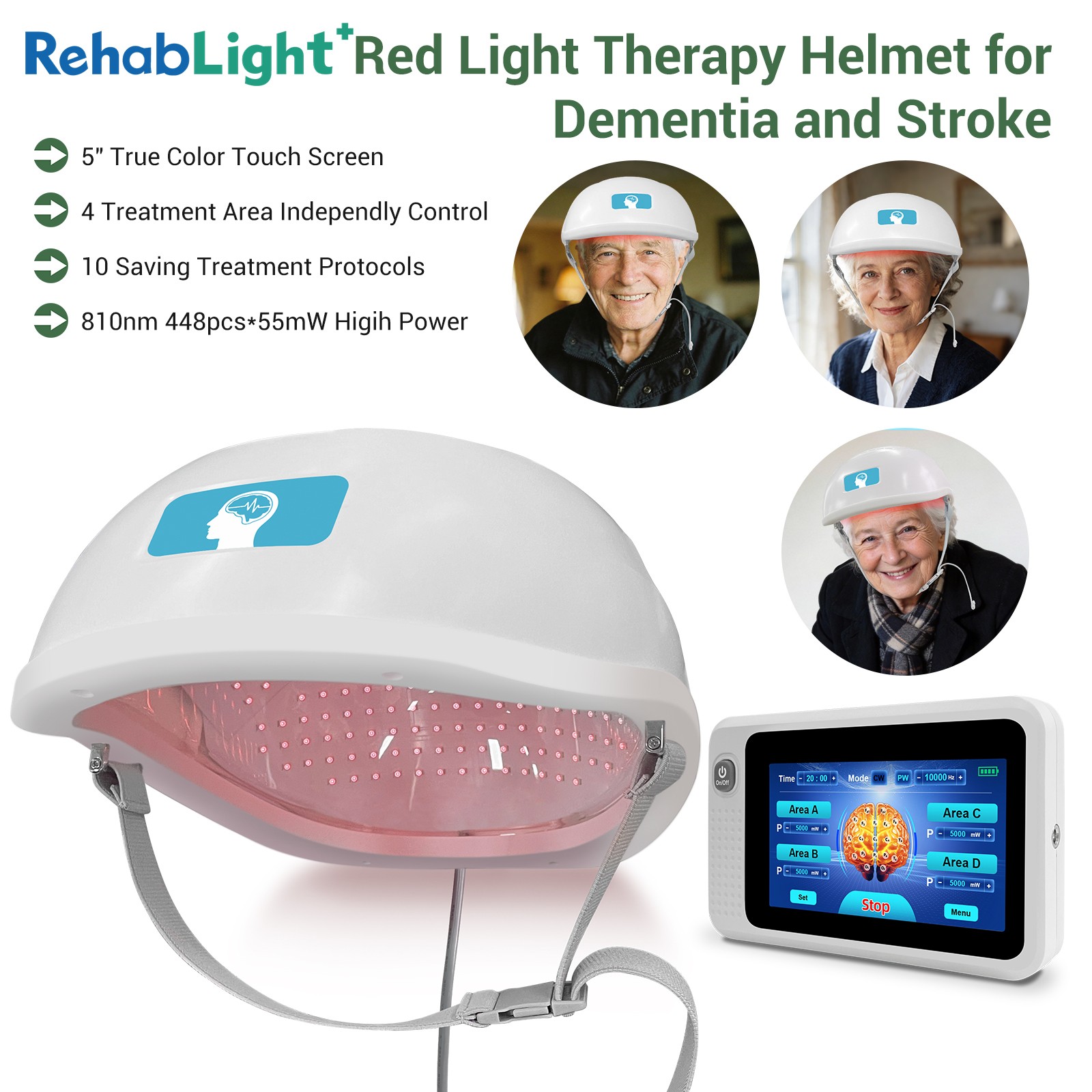 810nm PBM Red Light Therapy Helmet 448LEDs 4 Zones for Insomnia Stroke Parkinson