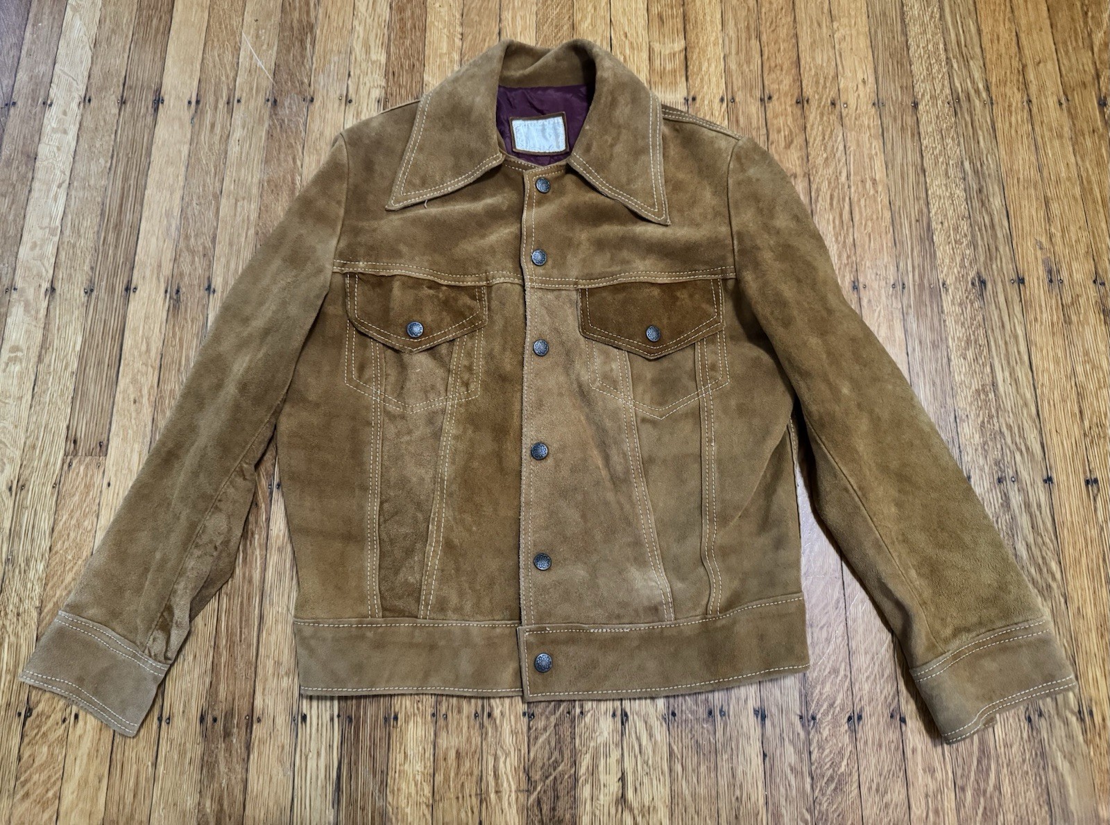 VTG 1970s Creaciones Ramos Suede Leather Western Trucker Jacket Mexico XS/S
